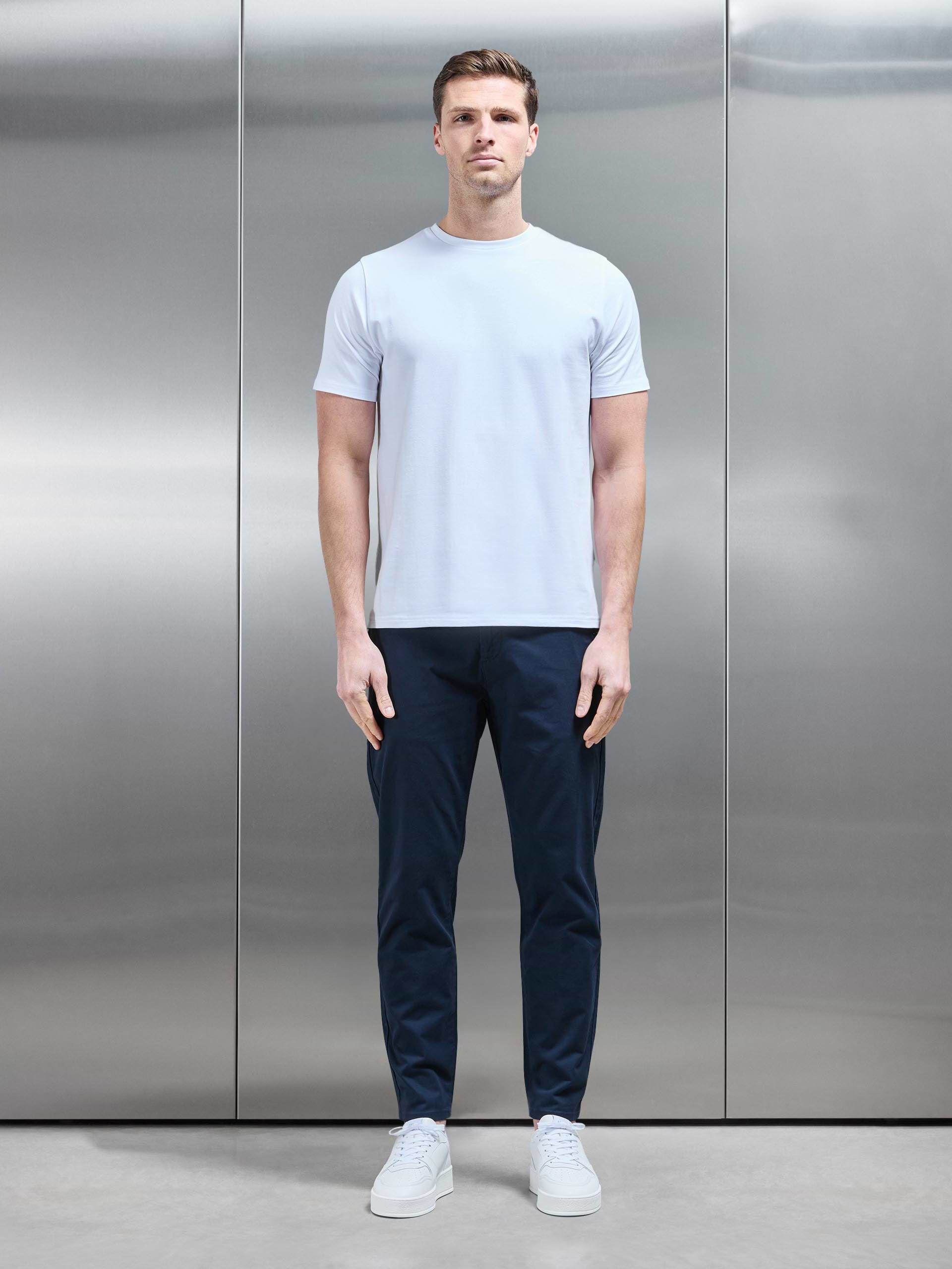 Mens Essential Slim Fit Cotton Stretch T-Shirt in White