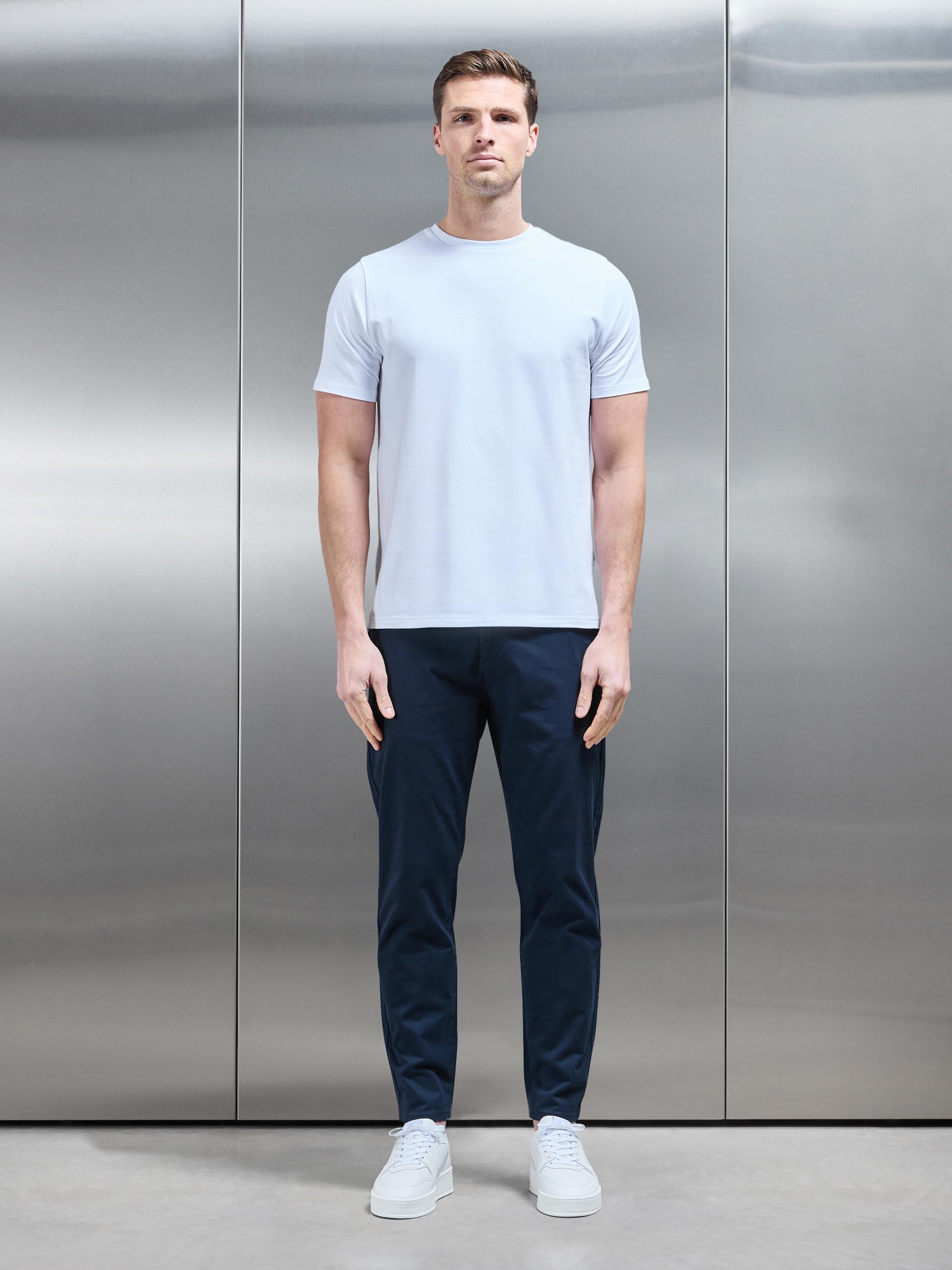 Mens Essential Slim Fit Cotton Stretch T-Shirt in White