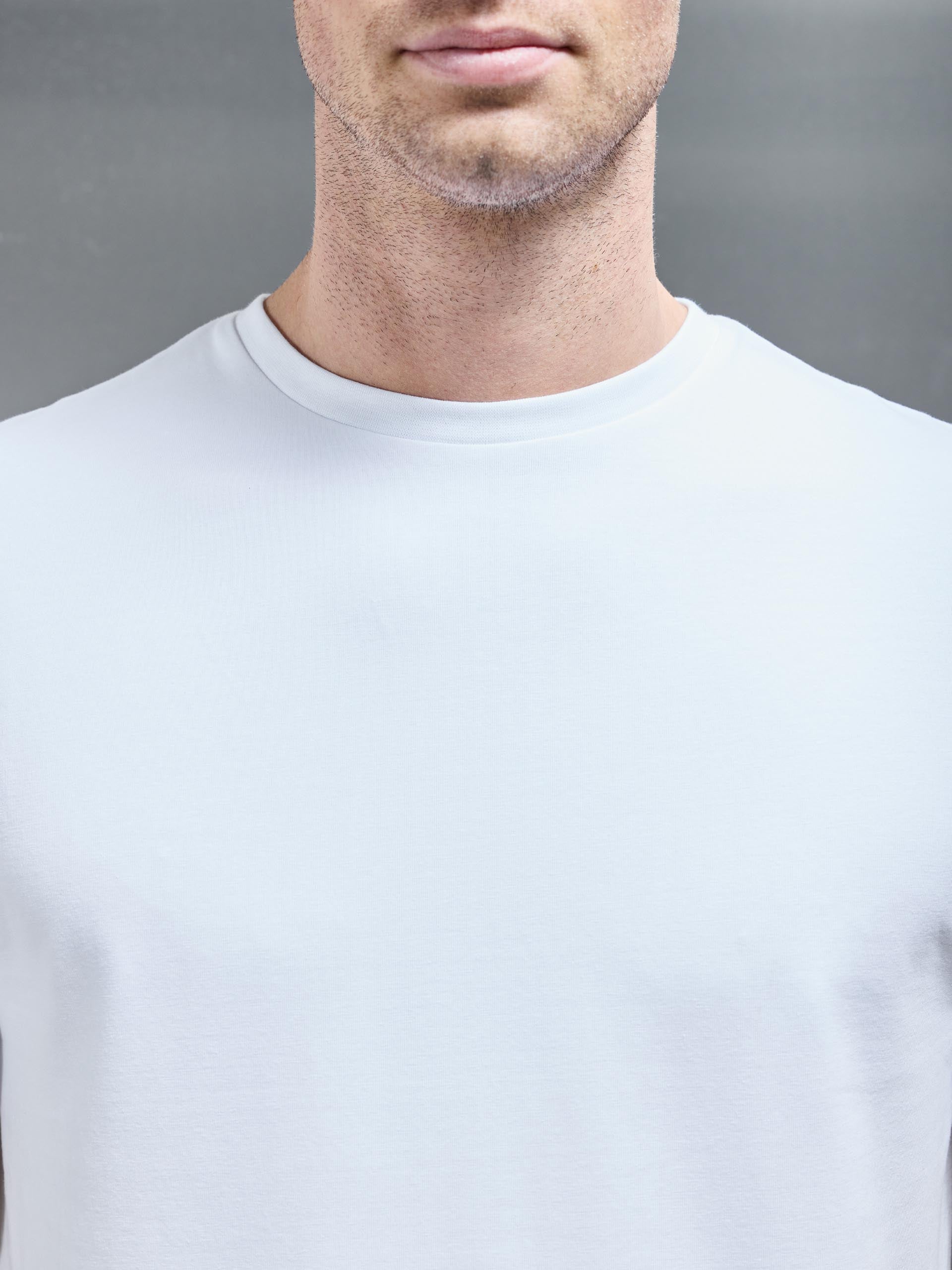 Mens Essential Slim Fit Cotton Stretch T-Shirt in White