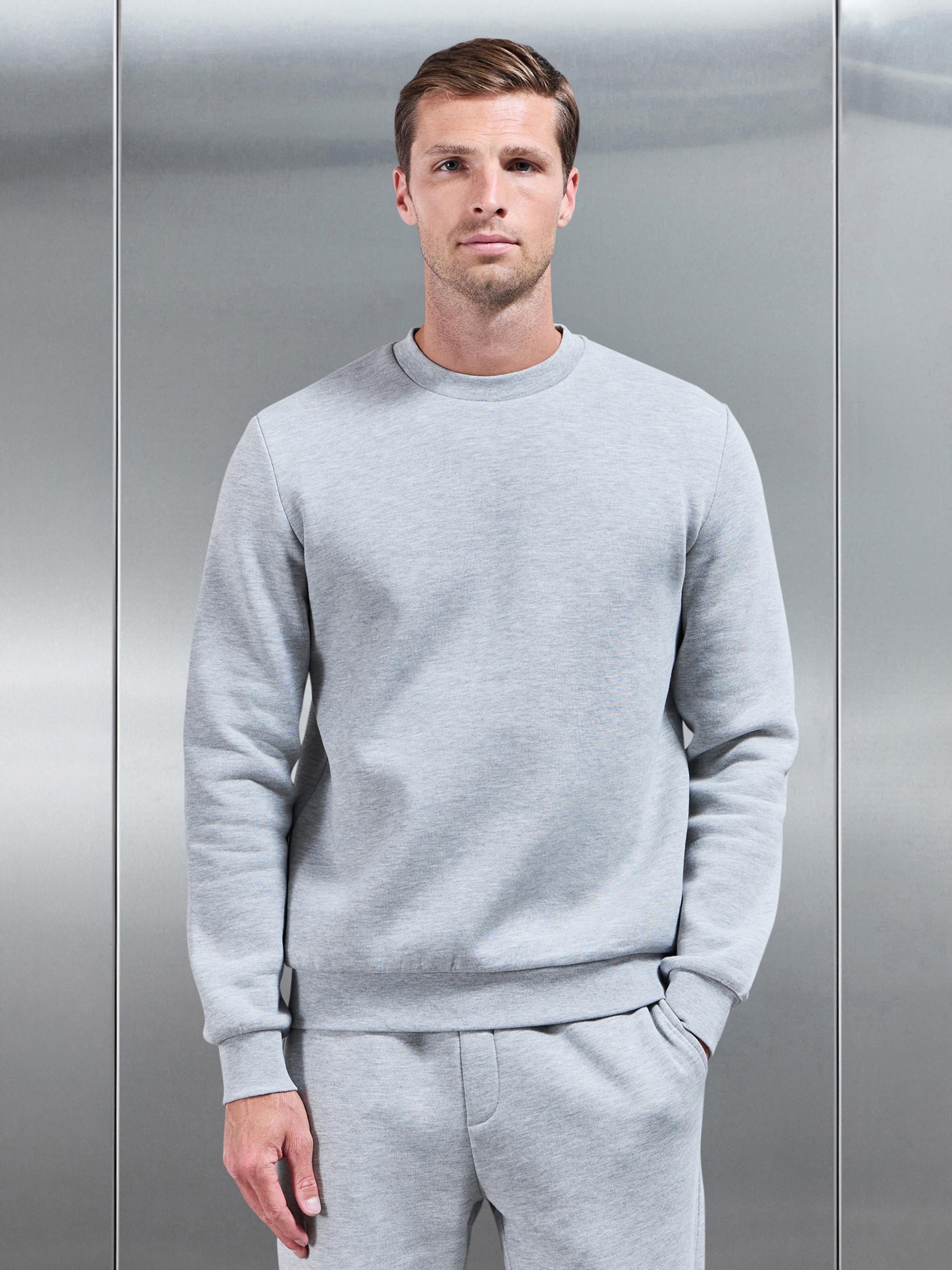 Mens Essential Sweatshirt in Marl Grey