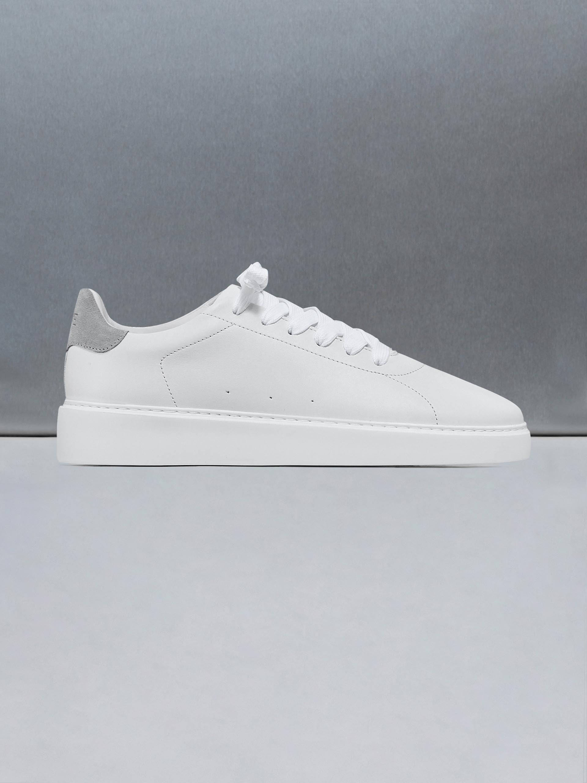 Mens Everyday Leather Trainer in White Grey