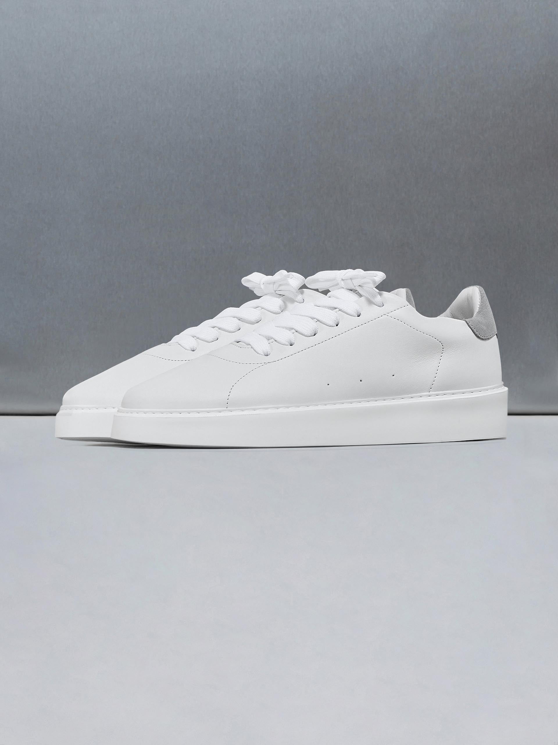 Mens Everyday Leather Trainer in White Grey