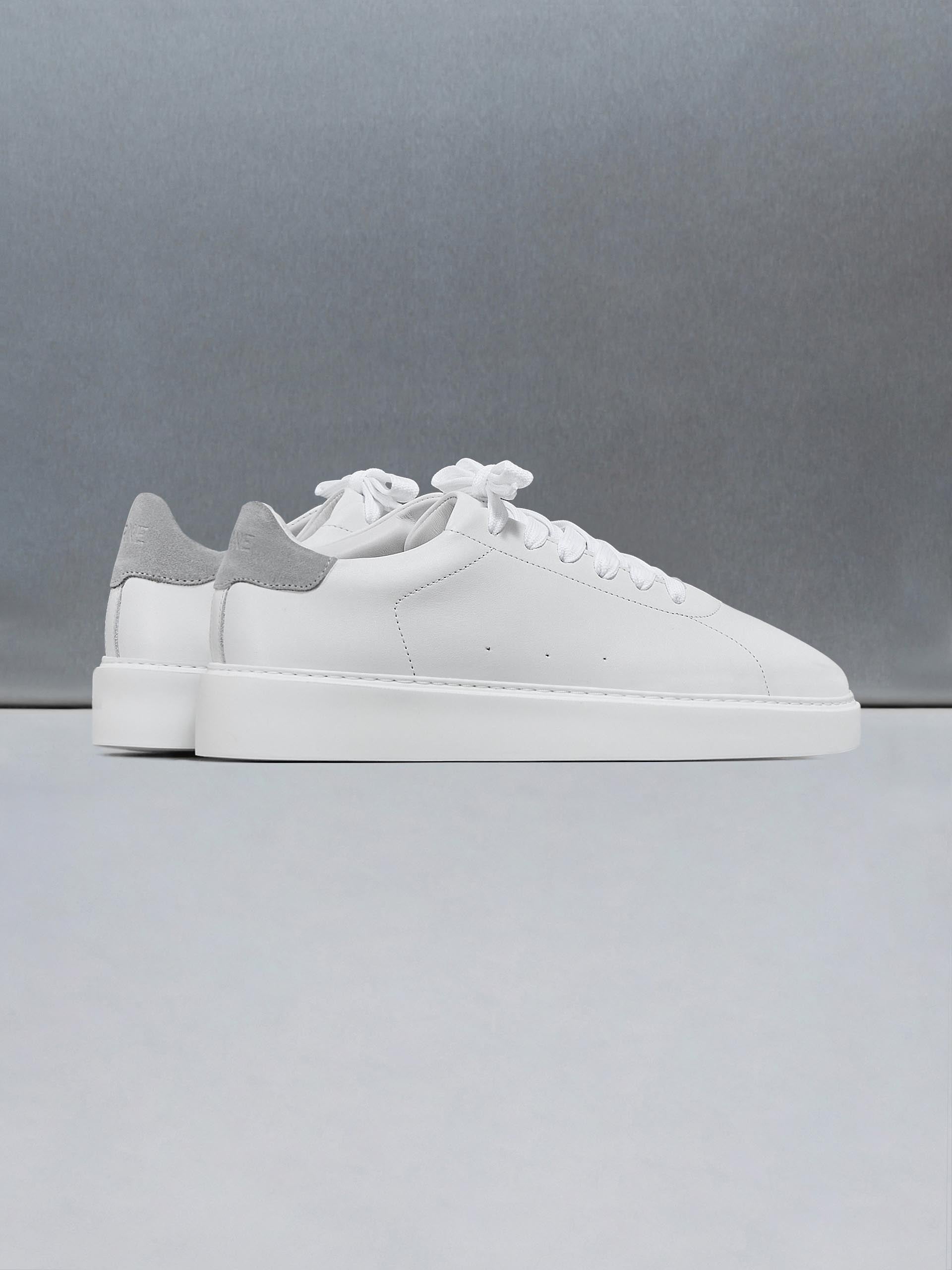 Mens Everyday Leather Trainer in White Grey