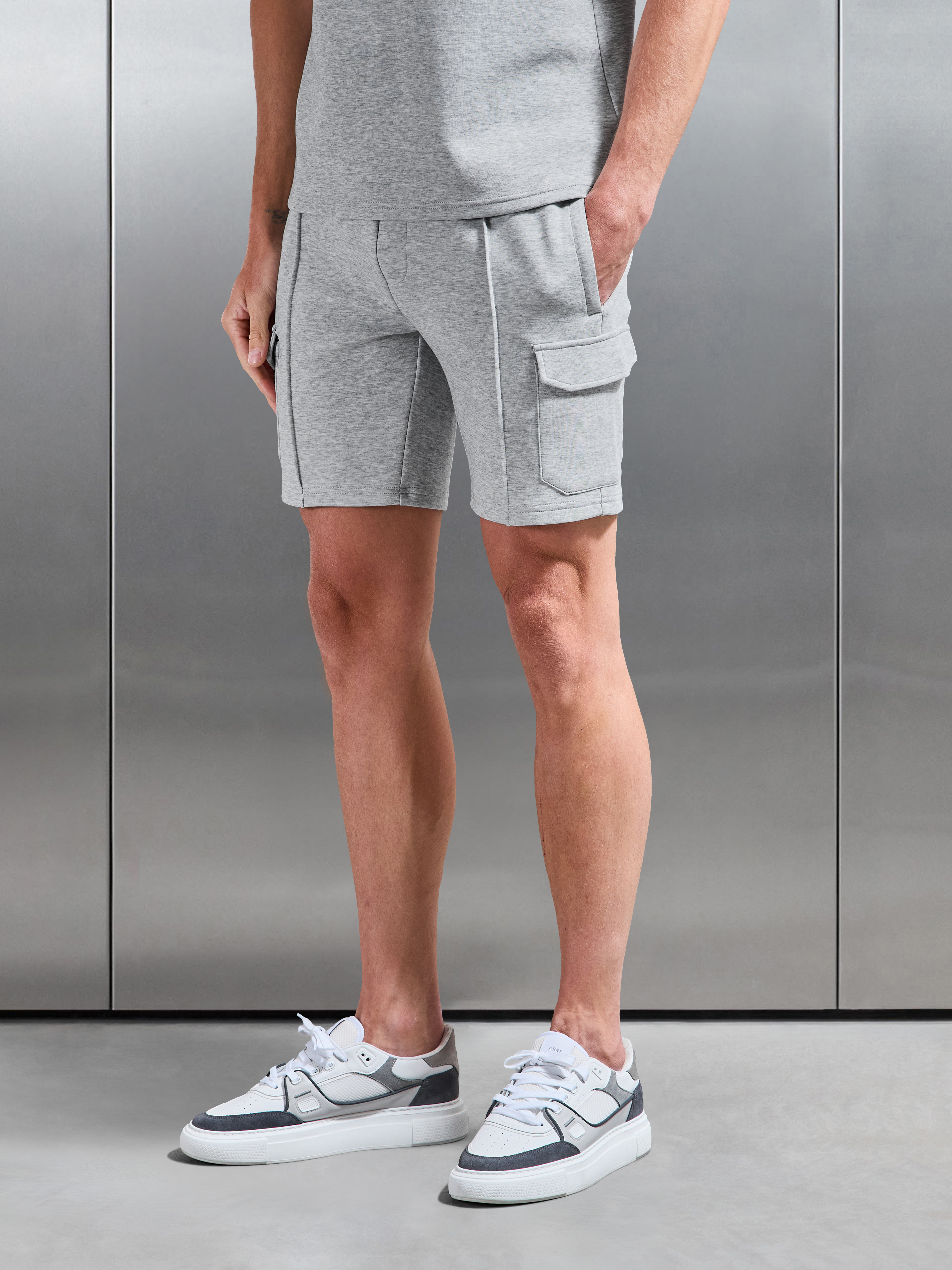 Mens Everyday Luxe Cargo Short in Marl Grey