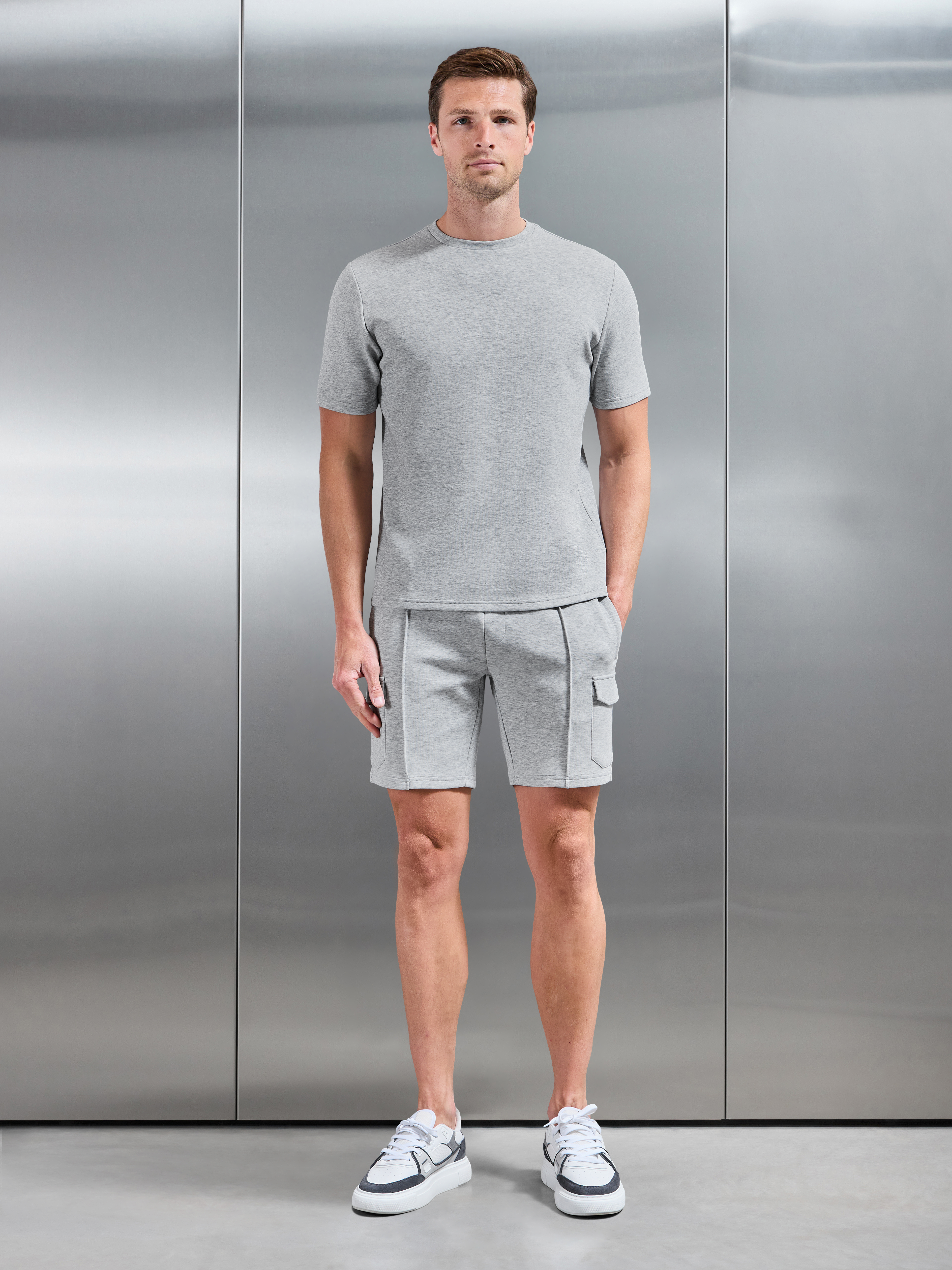 Mens Everyday Luxe Cargo Short in Marl Grey