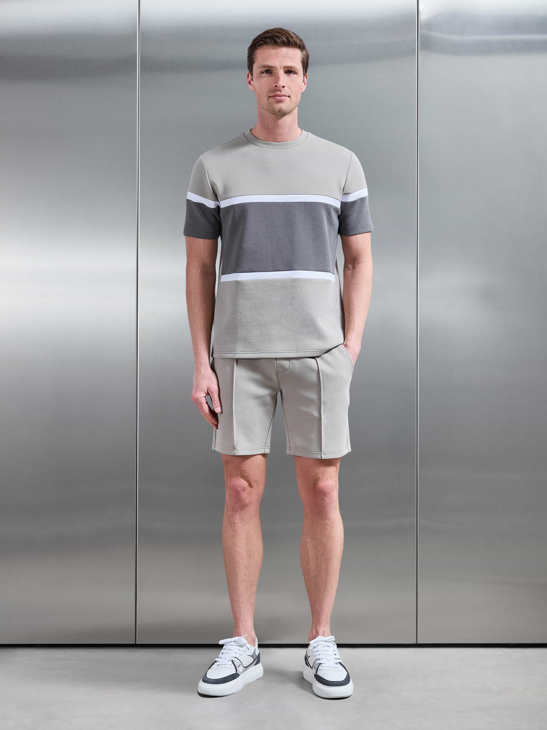 Mens Everyday Luxe Colour Block T-Shirt in Stone