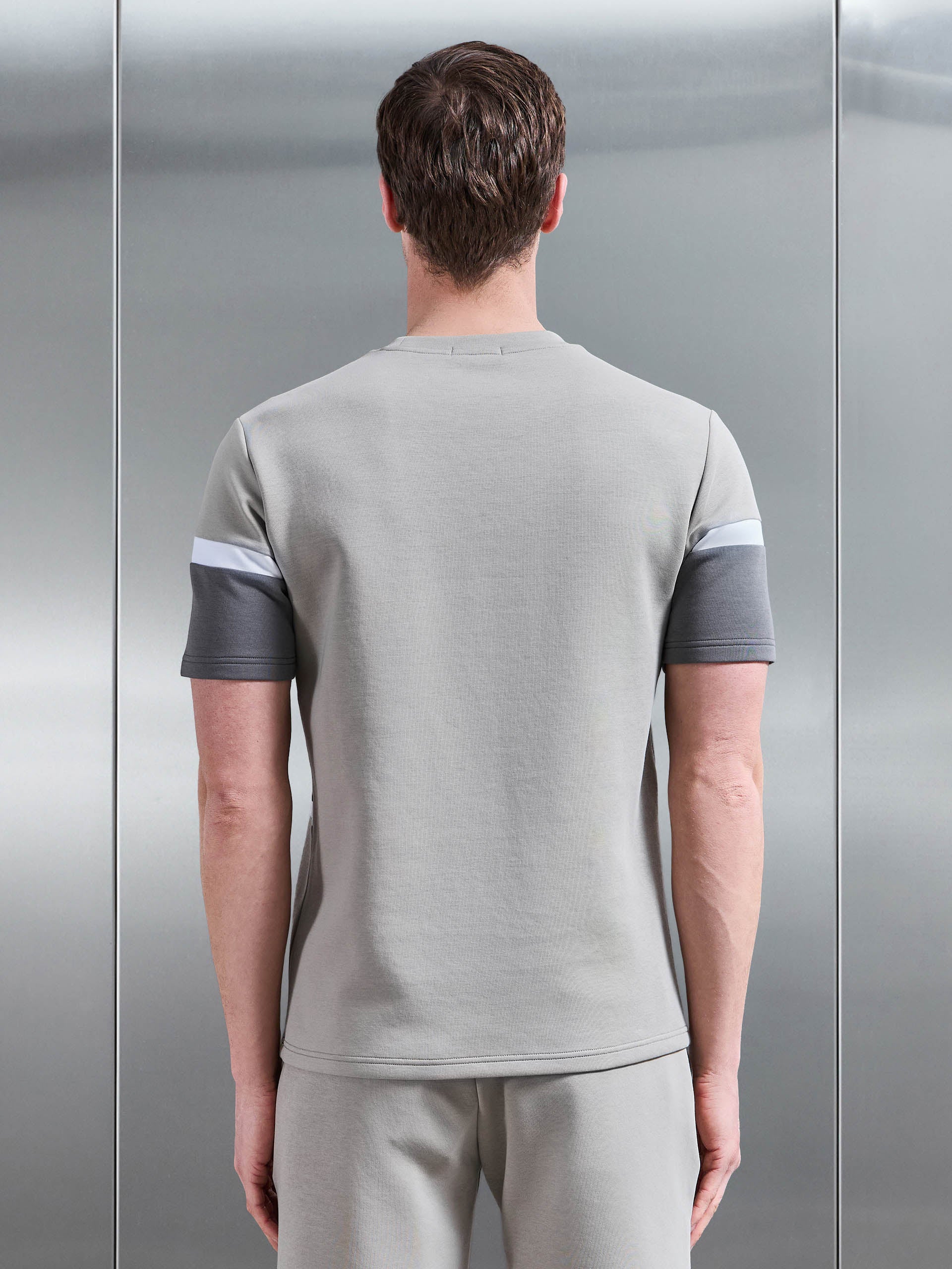 Mens Everyday Luxe Colour Block T-Shirt in Stone