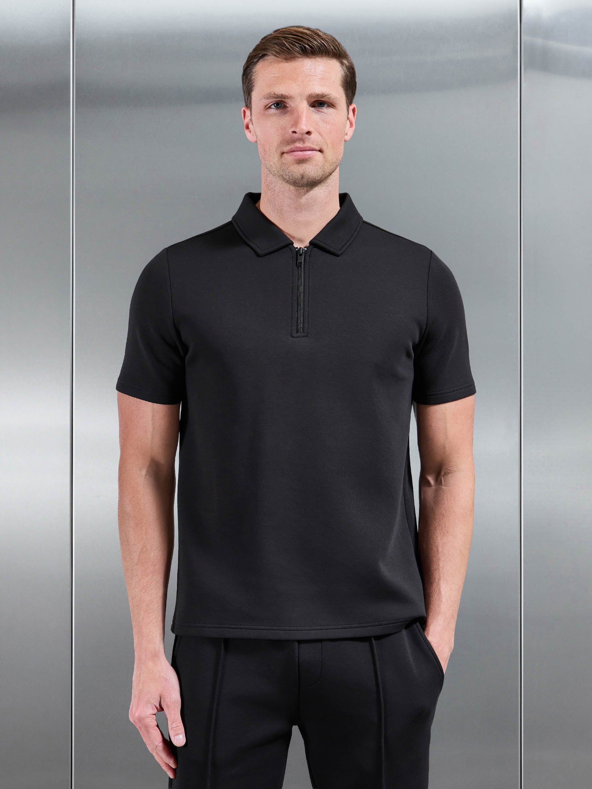 Mens Everyday Luxe Polo Shirt in Black