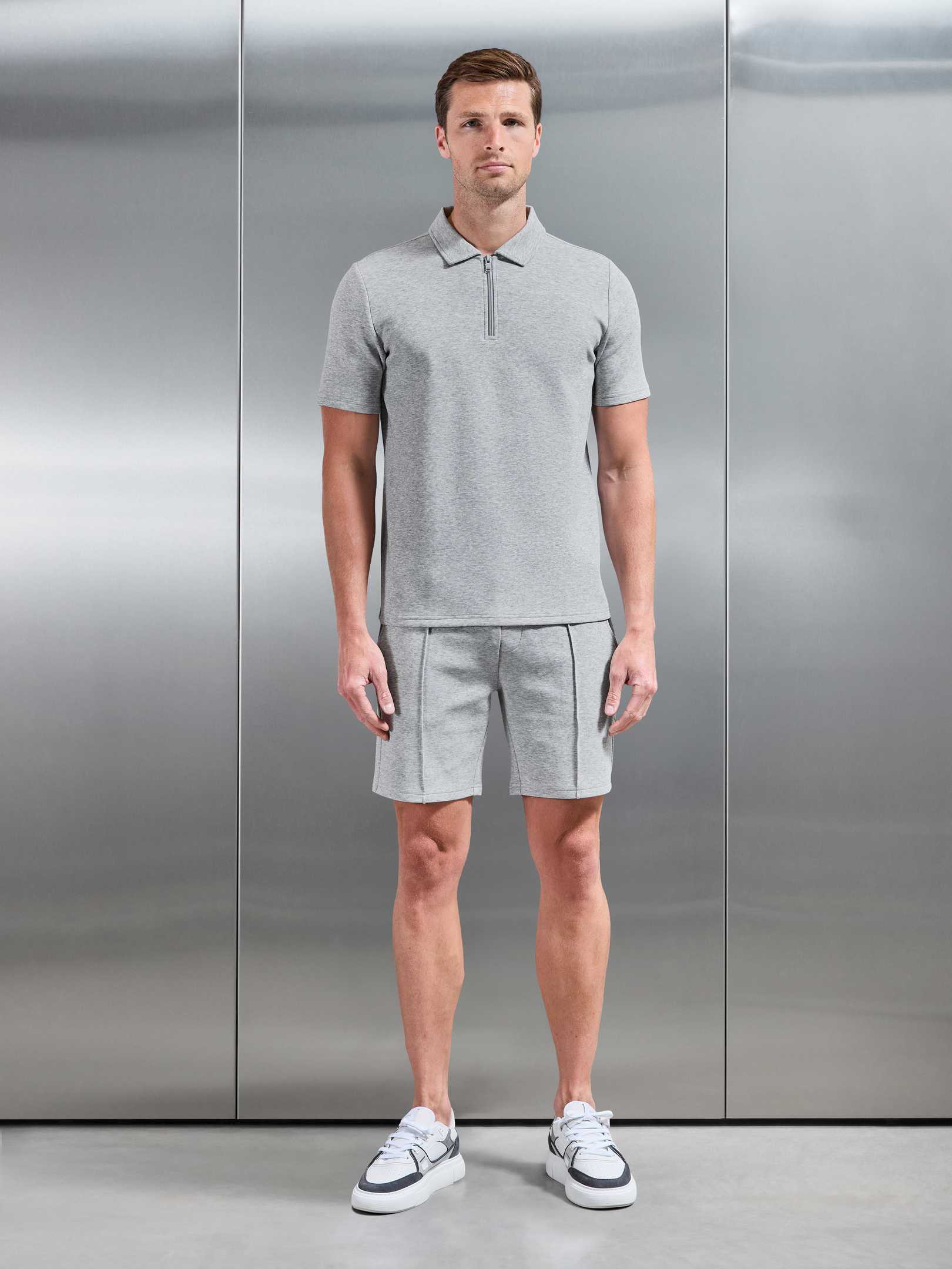 Everyday Luxe Polo Shirt in Marl Grey