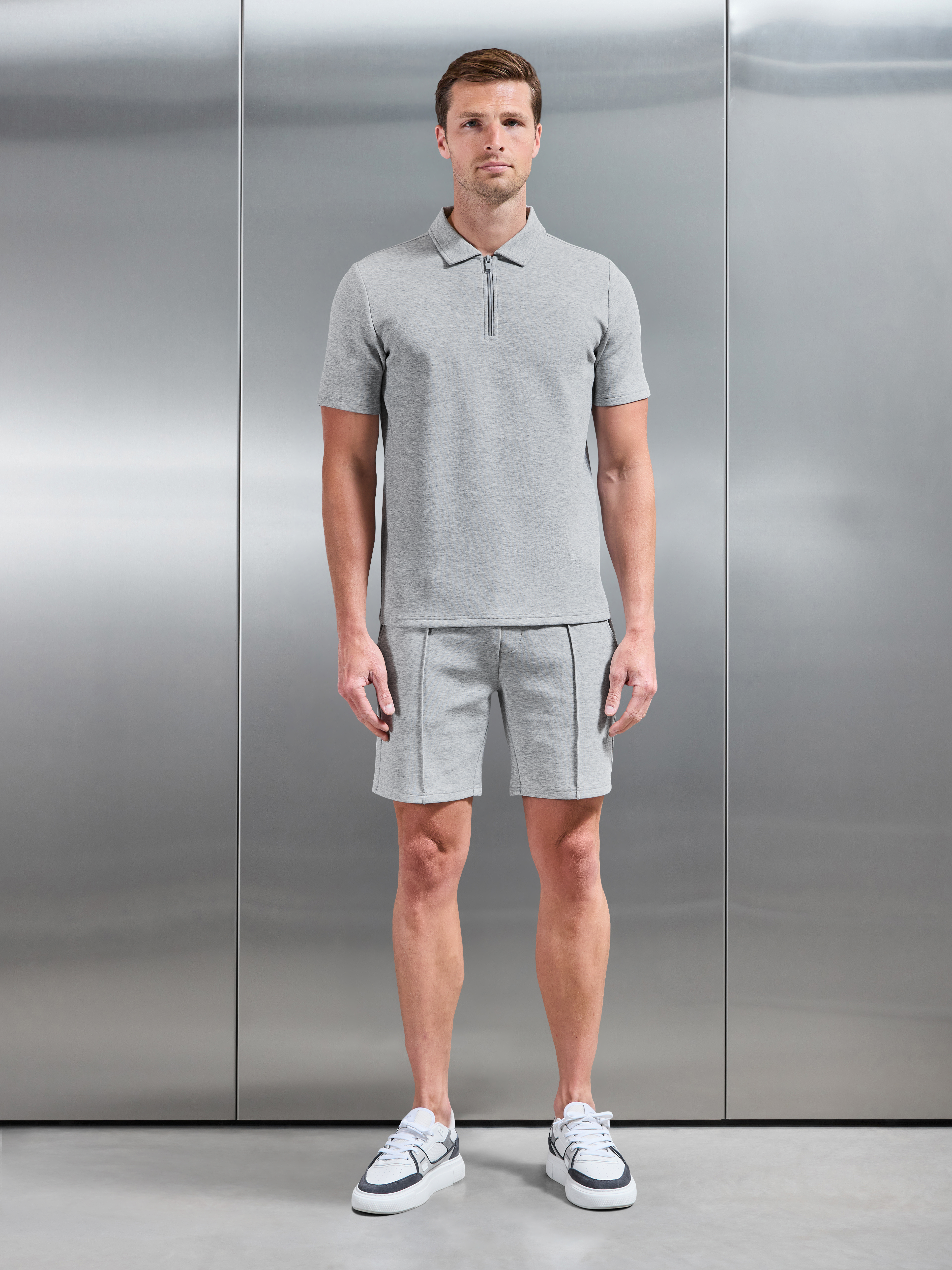 Mens Everyday Luxe Polo Shirt in Marl Grey