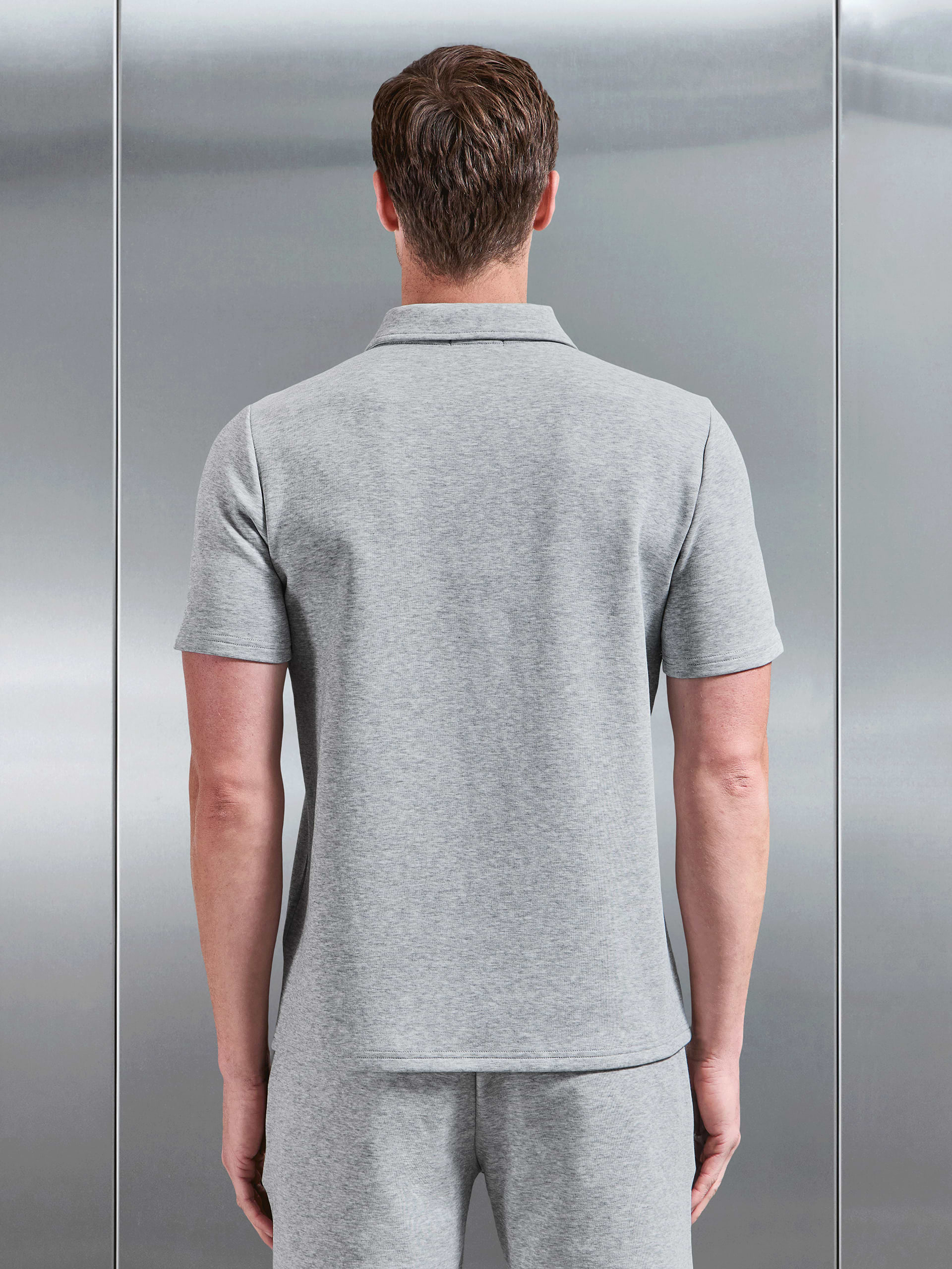 Everyday Luxe Polo Shirt in Marl Grey