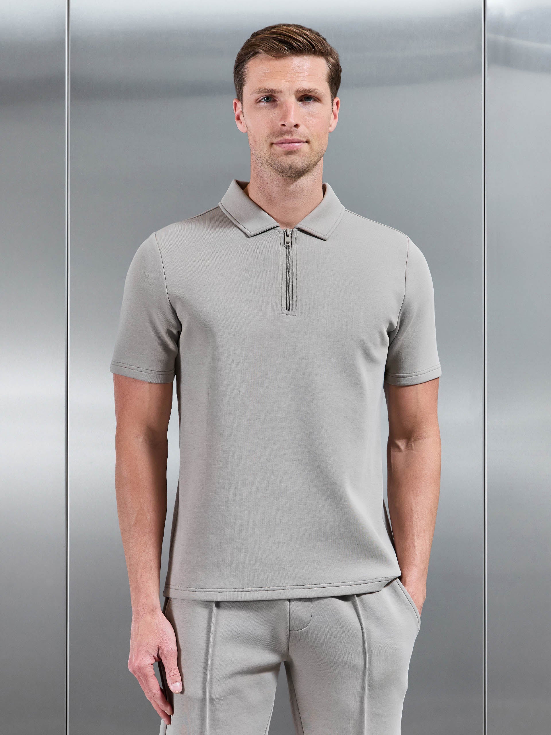 Mens Everyday Luxe Polo Shirt in Stone