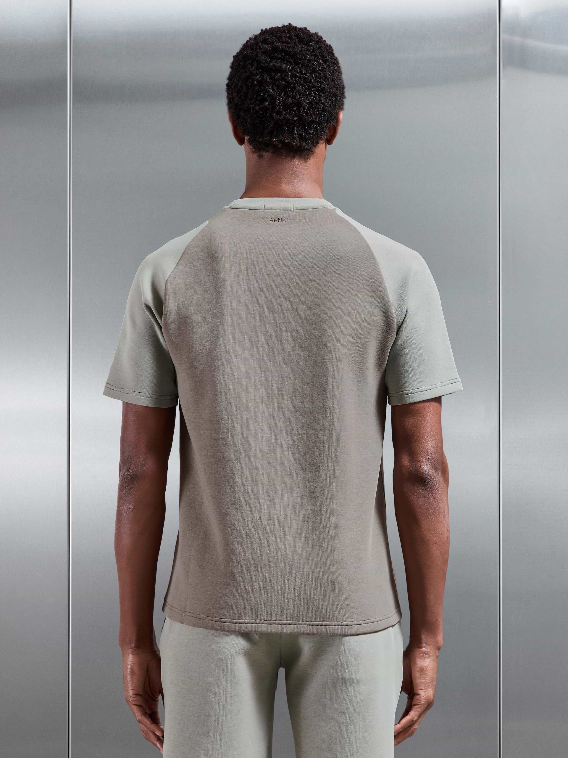 Everyday Luxe Raglan Piping Colour Block T-Shirt in Stone