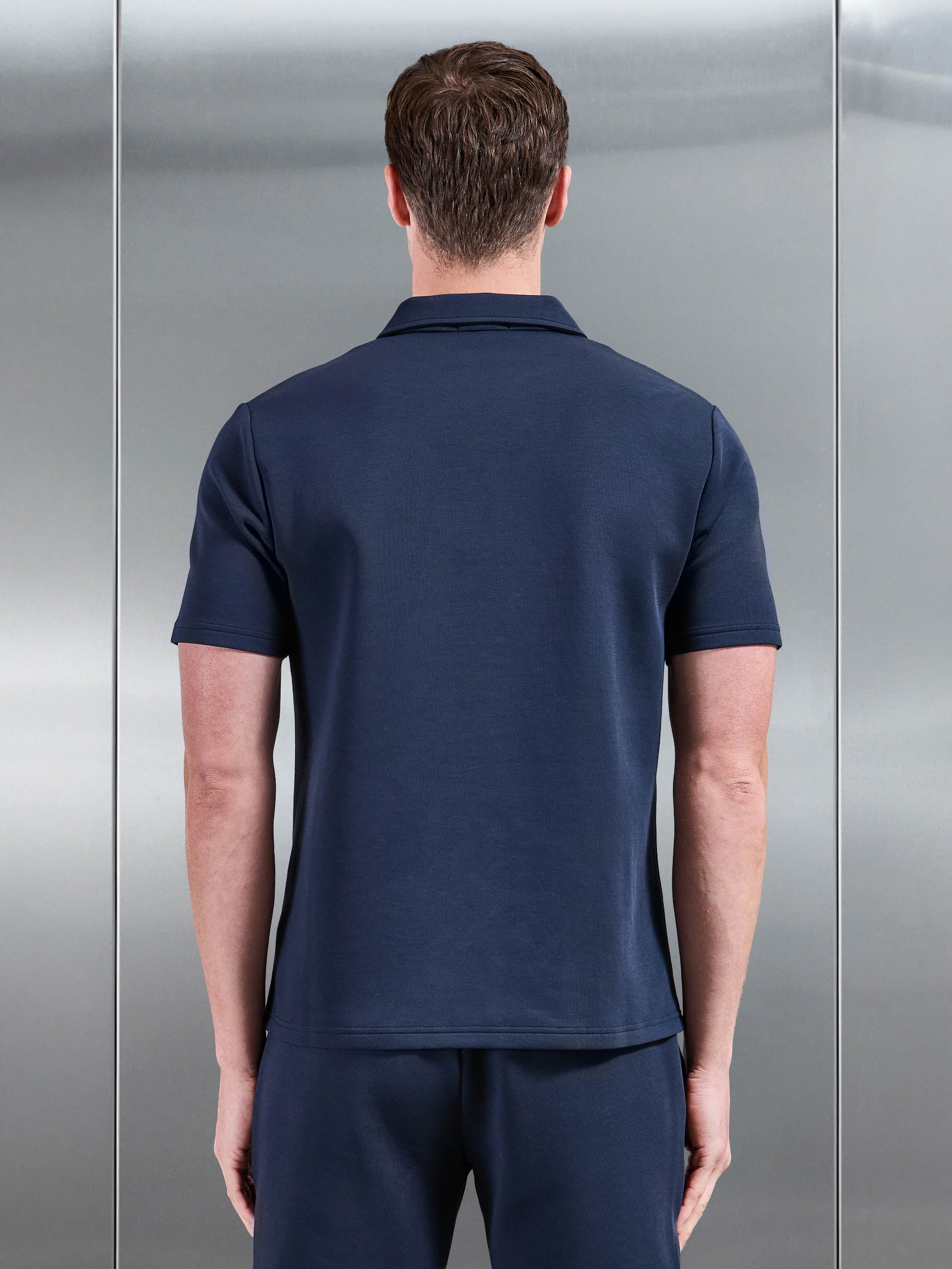 Mens Everyday Luxe Revere Collar Shirt in Navy