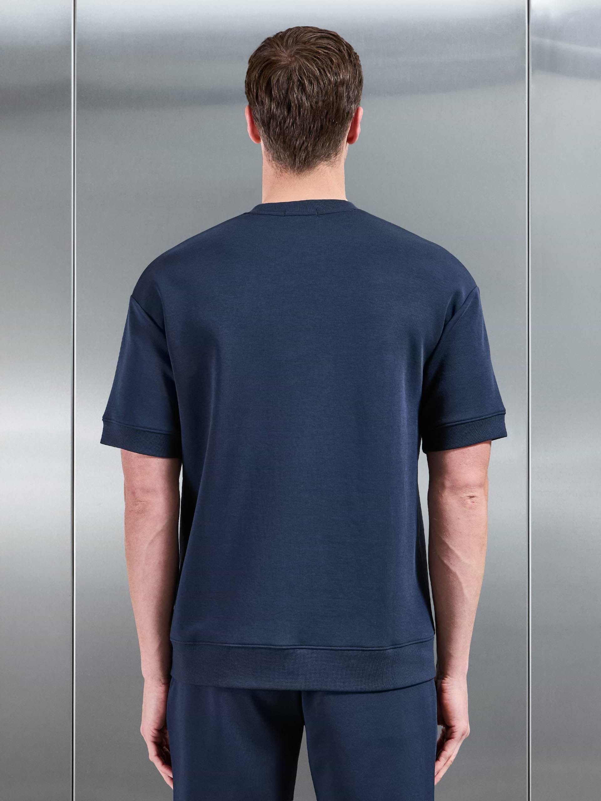 Everyday Luxe Ribbed Relaxed T-Shirt in Navy