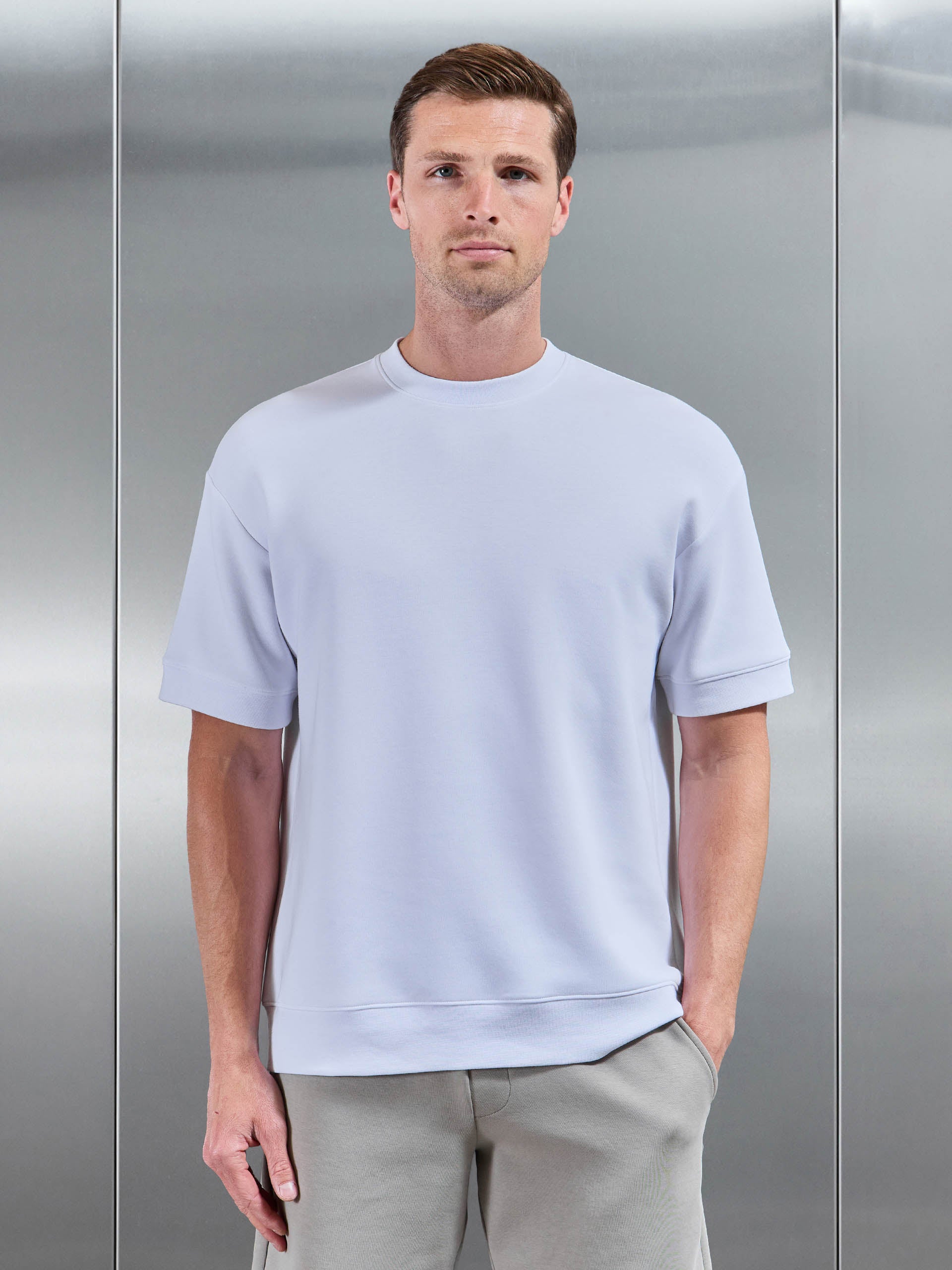 Mens Everyday Luxe Ribbed Relaxed T-Shirt in White