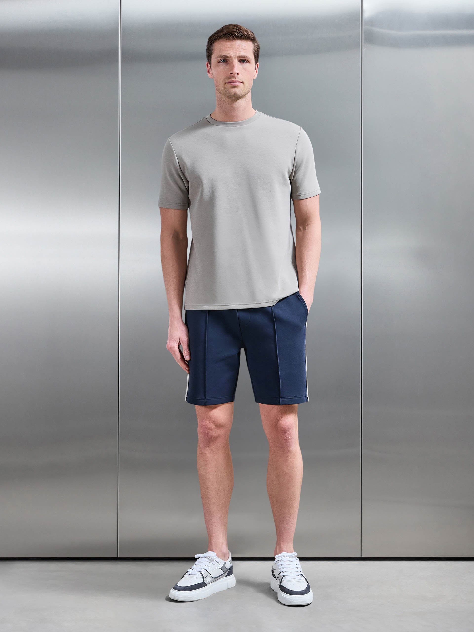 Mens Everyday Luxe Side Stripe Short in Navy