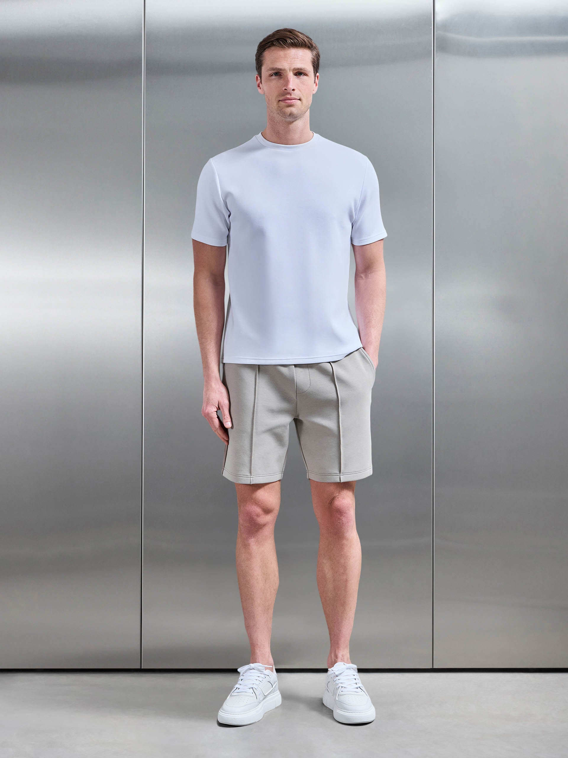 Mens Everyday Luxe Side Stripe Short in Stone