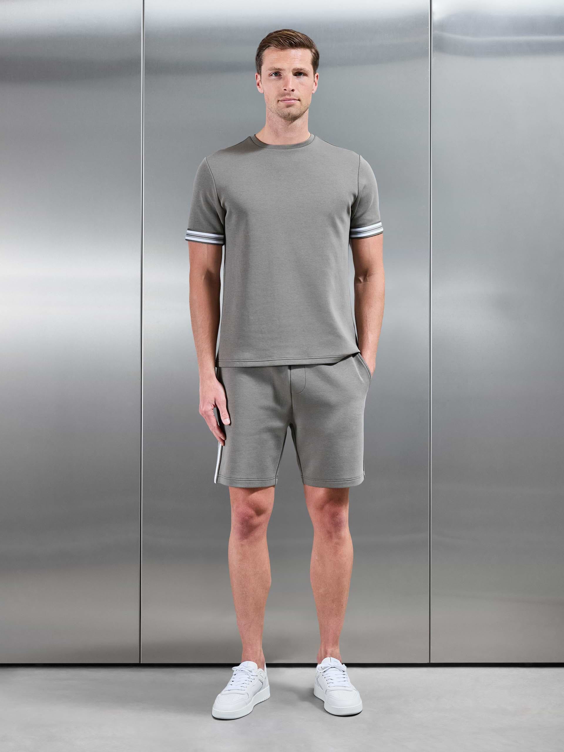 Mens Everyday Luxe Stripe Cuff T-Shirt in Olive