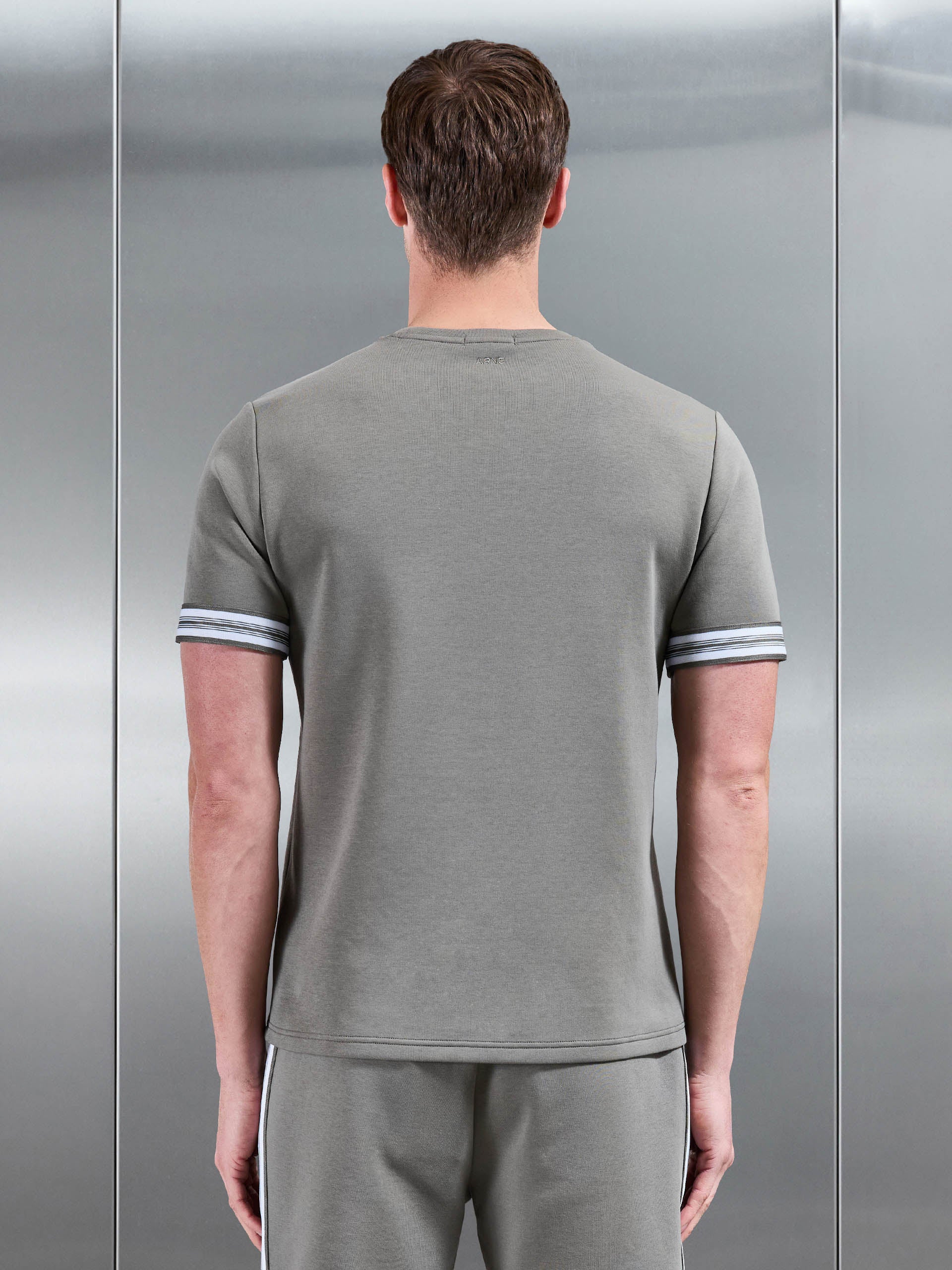 Mens Everyday Luxe Stripe Cuff T-Shirt in Olive
