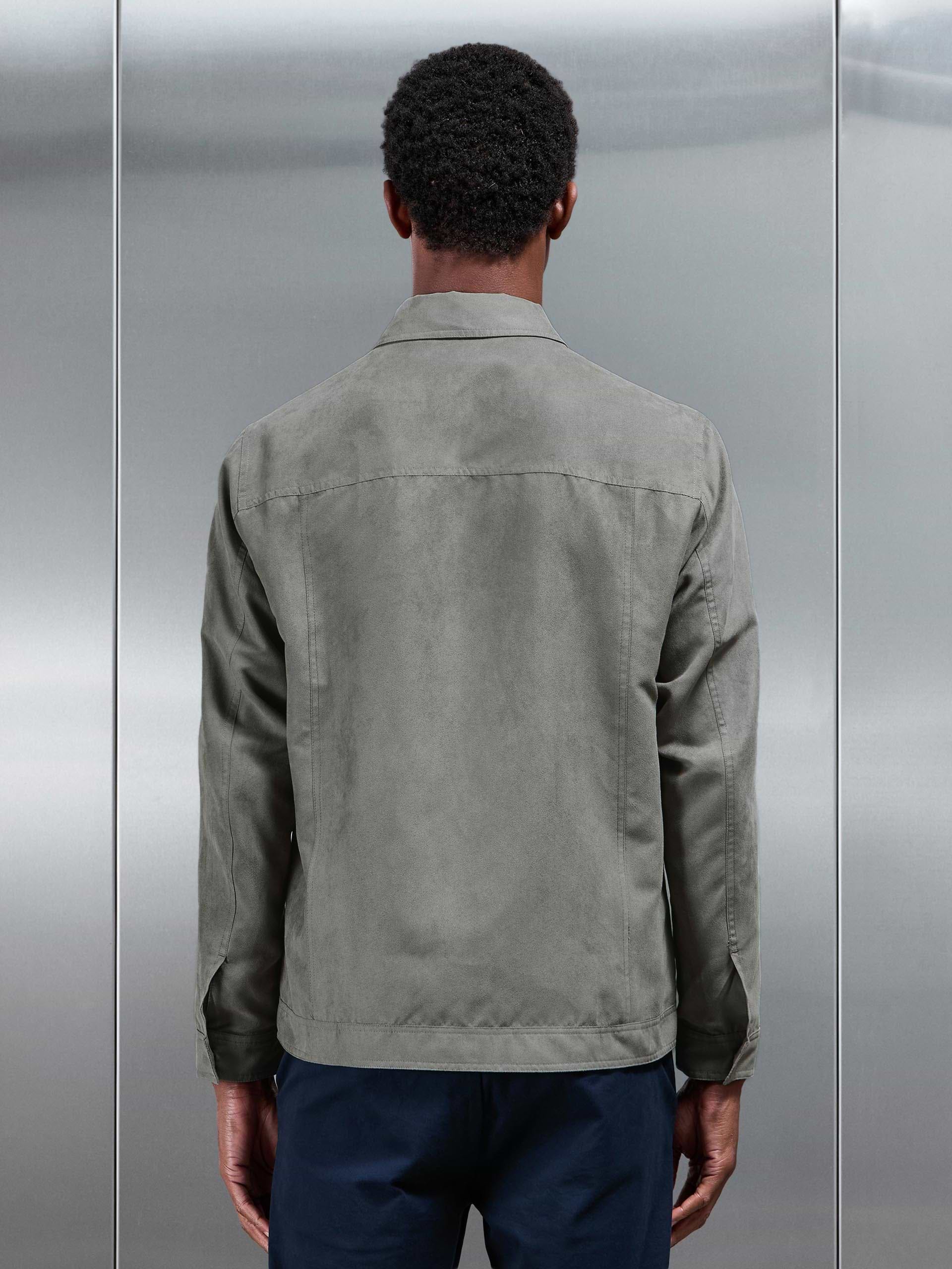 Faux Suede Jacket in Dark Stone
