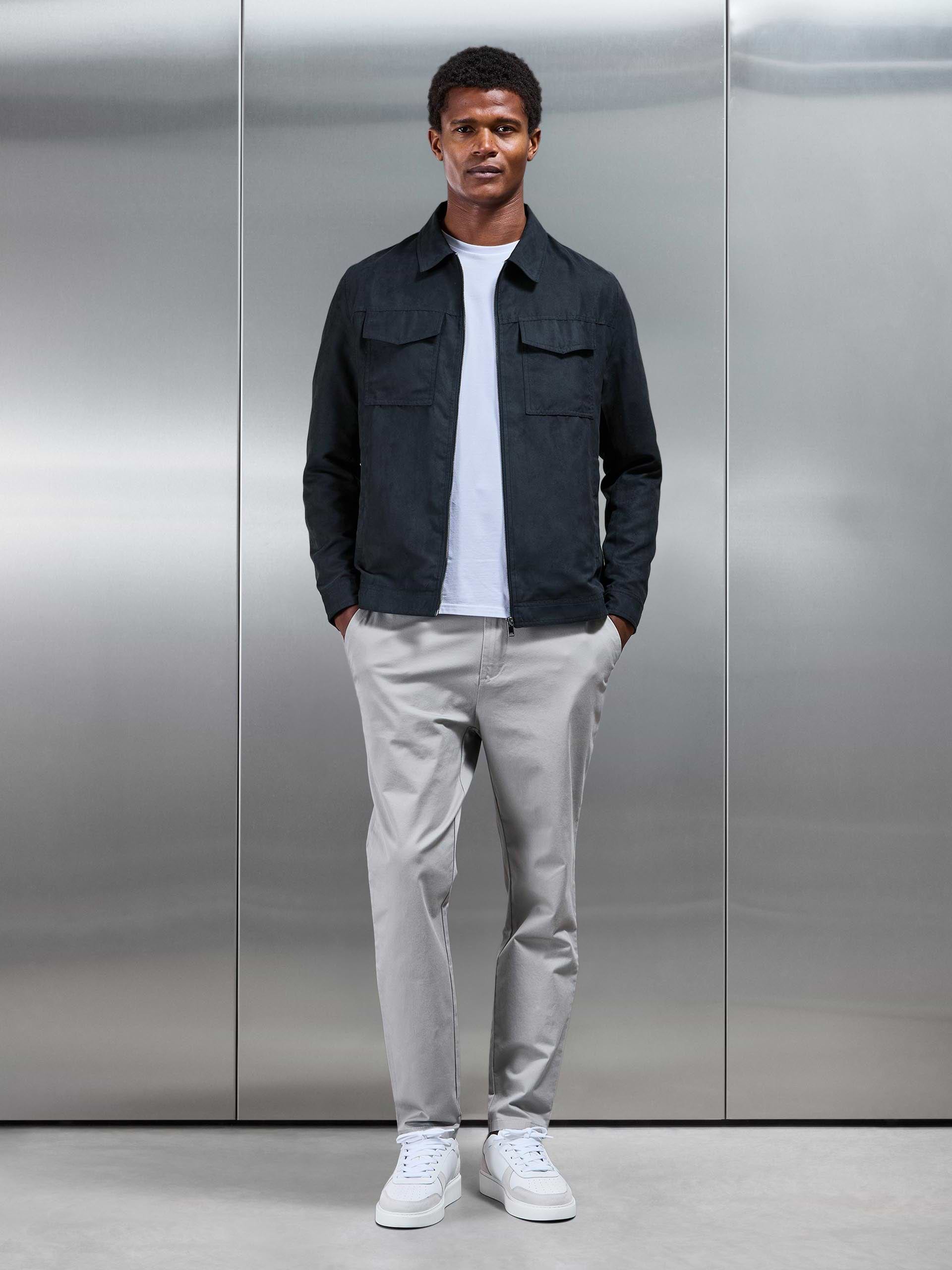 Mens Faux Suede Jacket in Navy