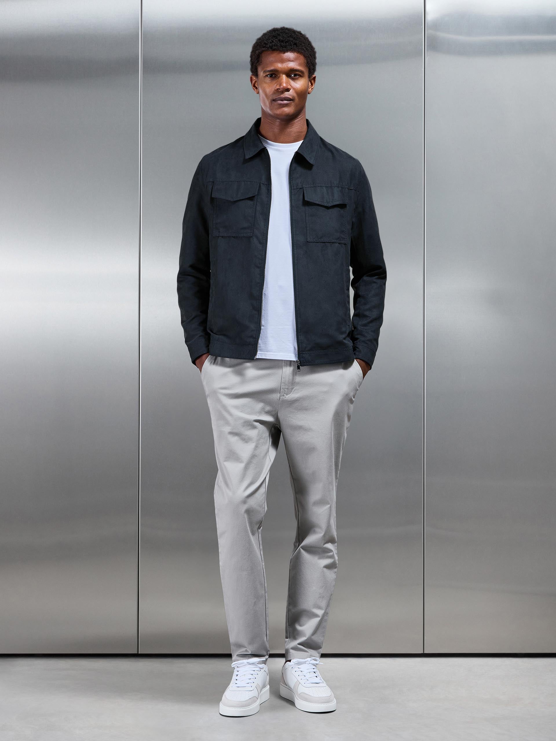 Mens Faux Suede Jacket in Navy