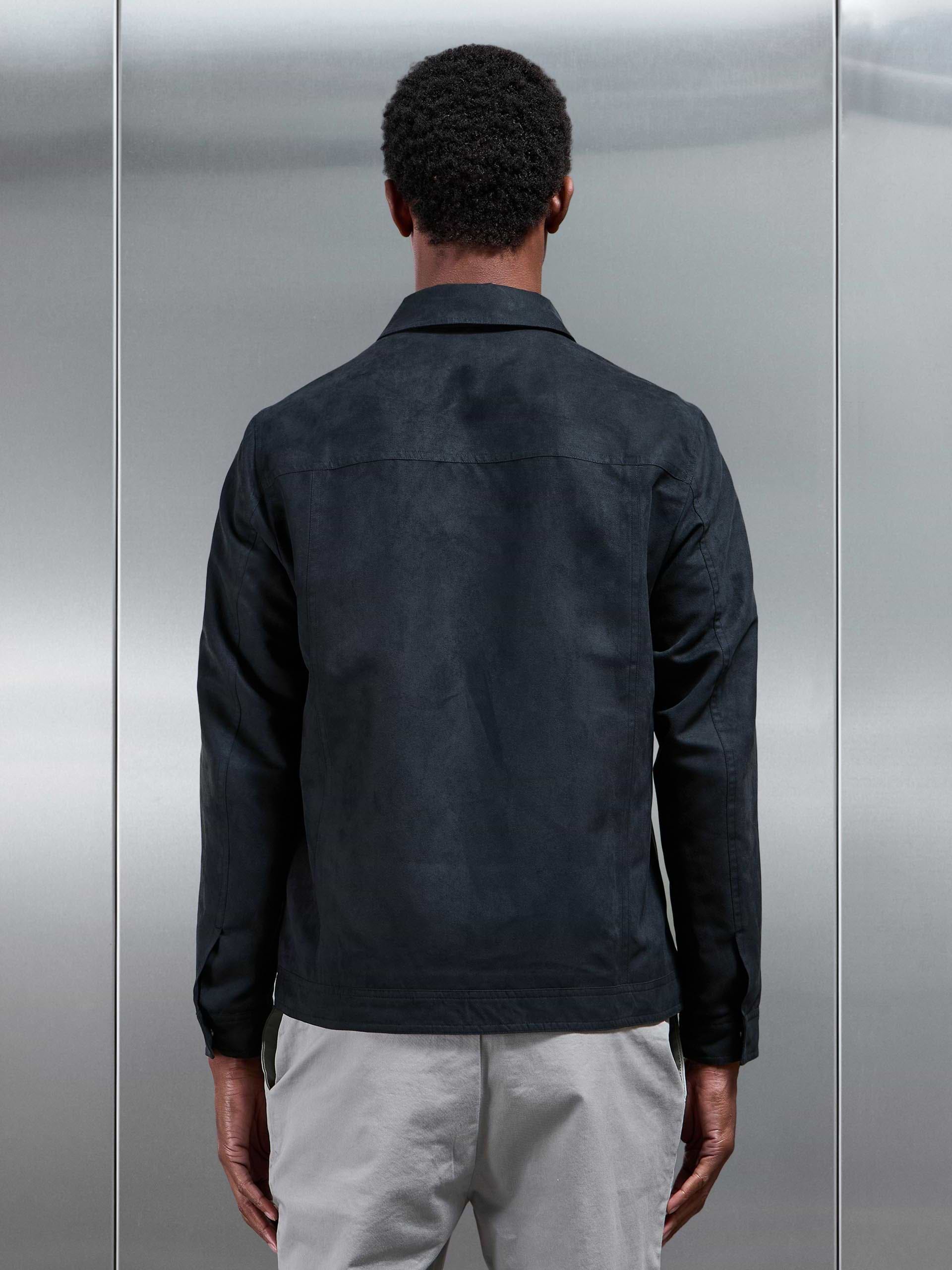 Faux Suede Jacket in Navy