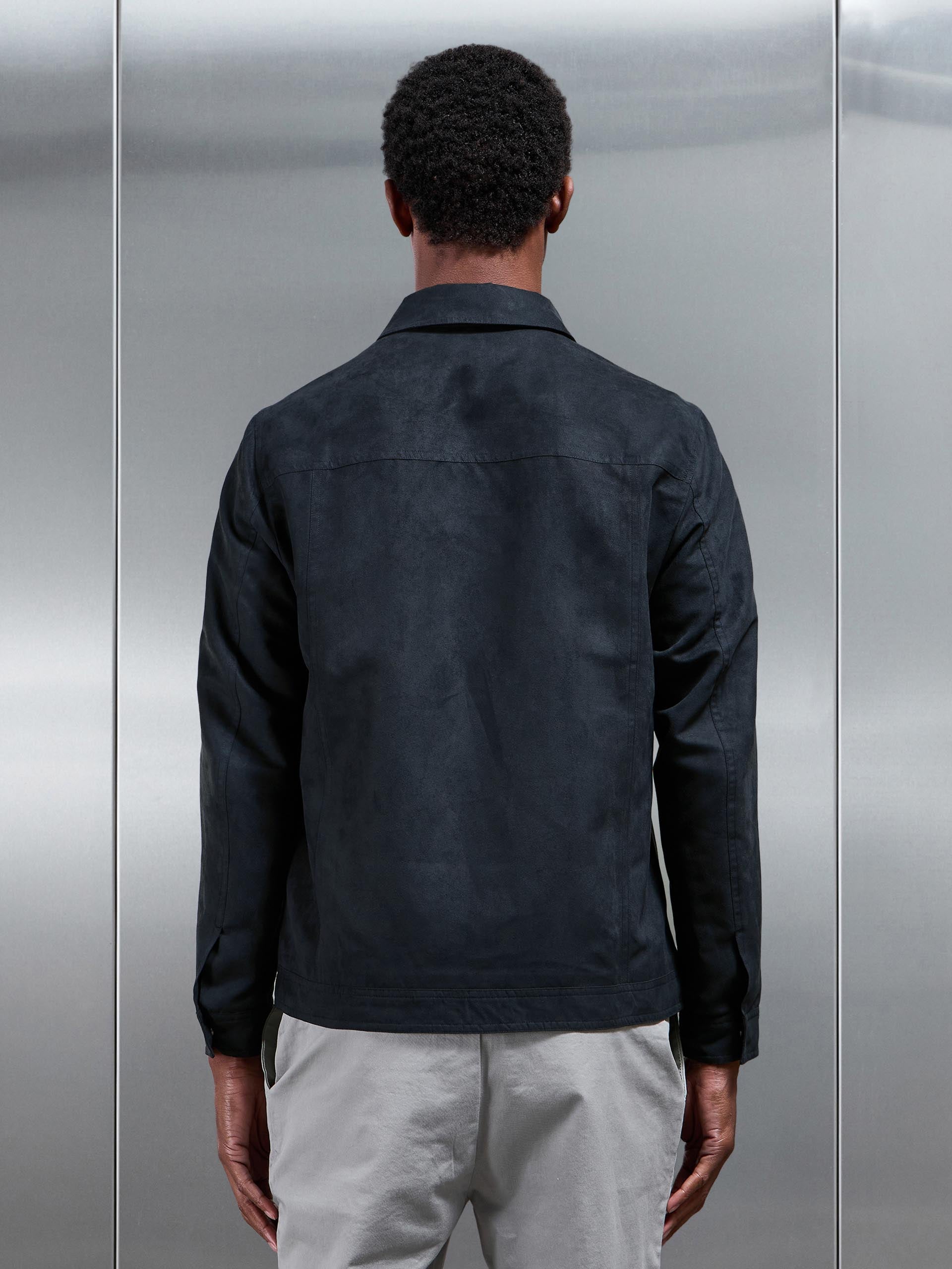 Mens Faux Suede Jacket in Navy