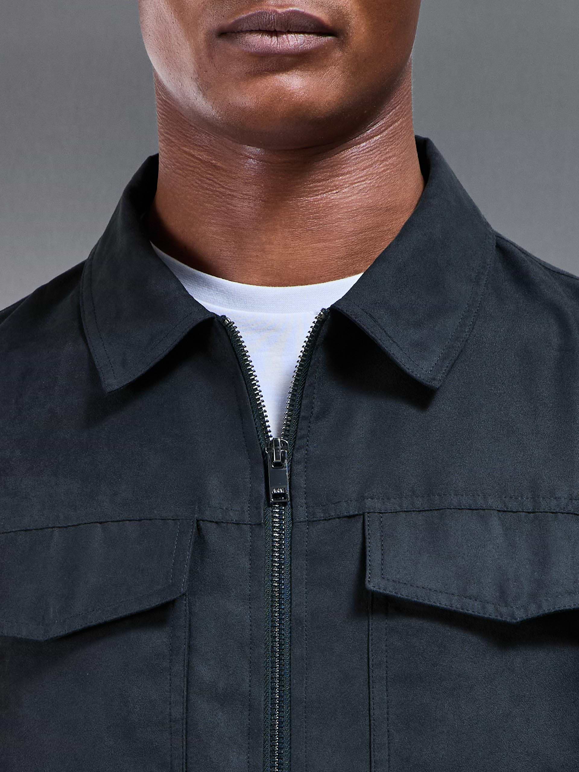 Faux Suede Jacket in Navy