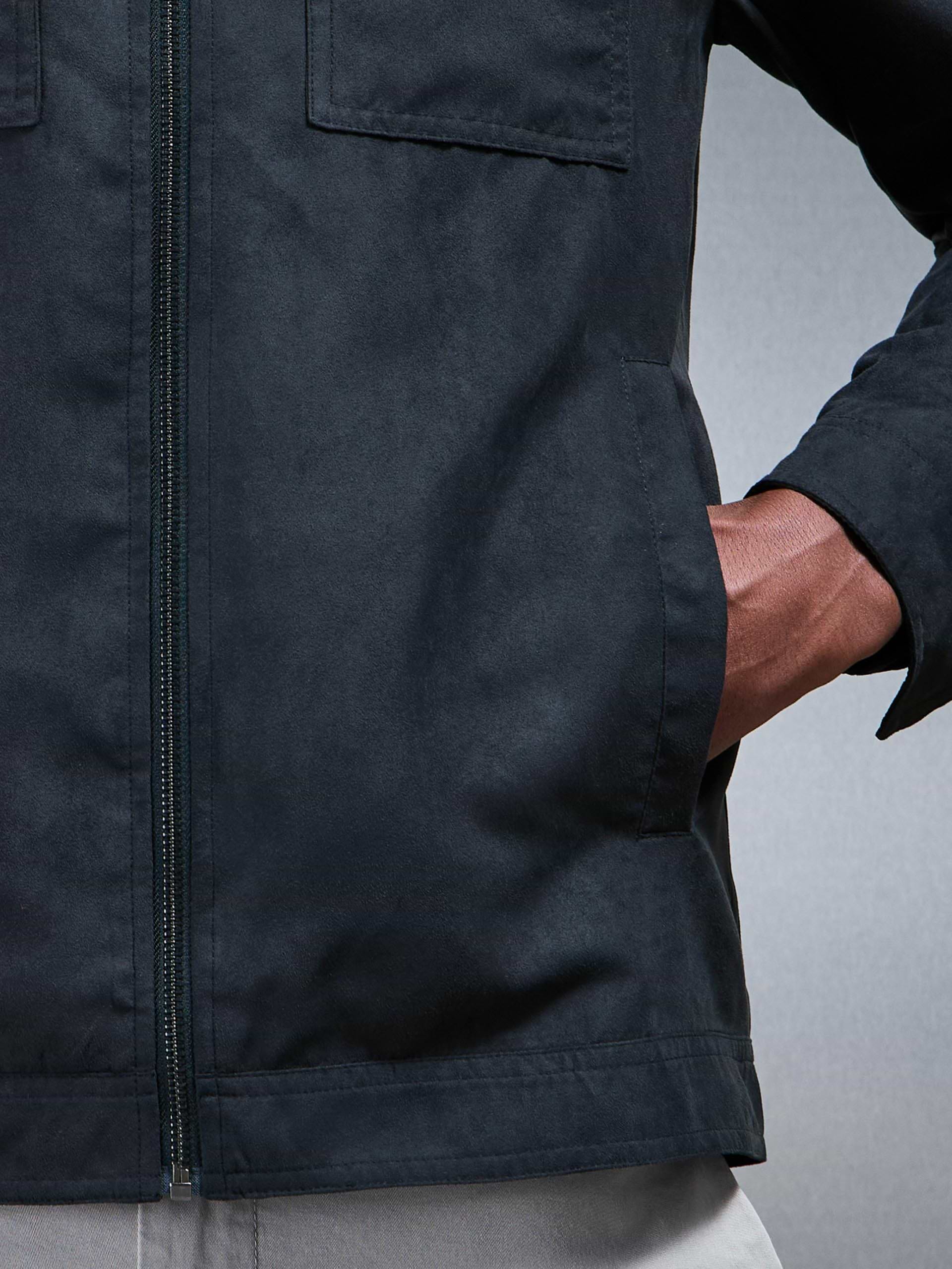 Faux Suede Jacket in Navy