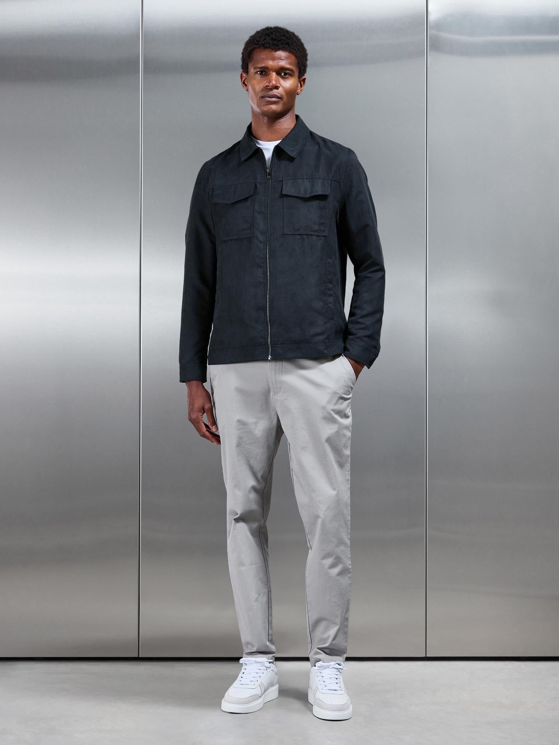Mens Faux Suede Jacket in Navy