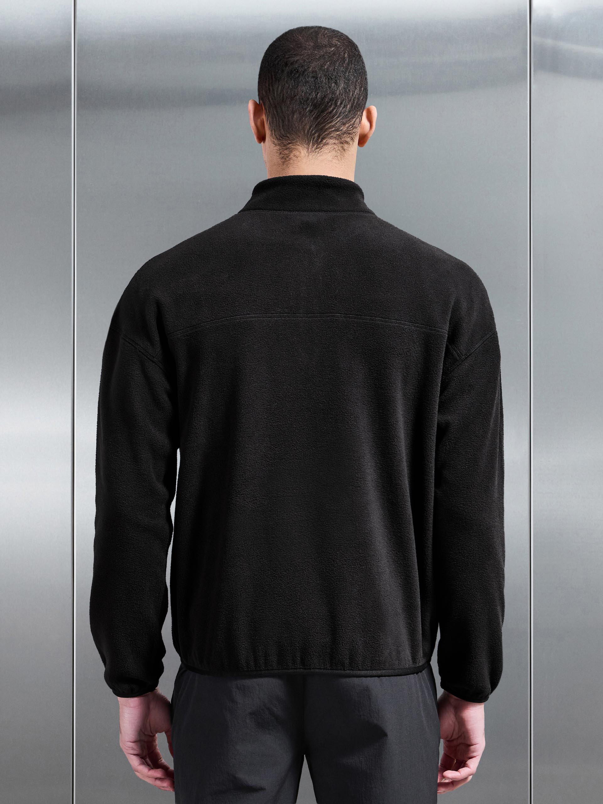 Mens Fleece Relaxed Fit Half Zip in Black