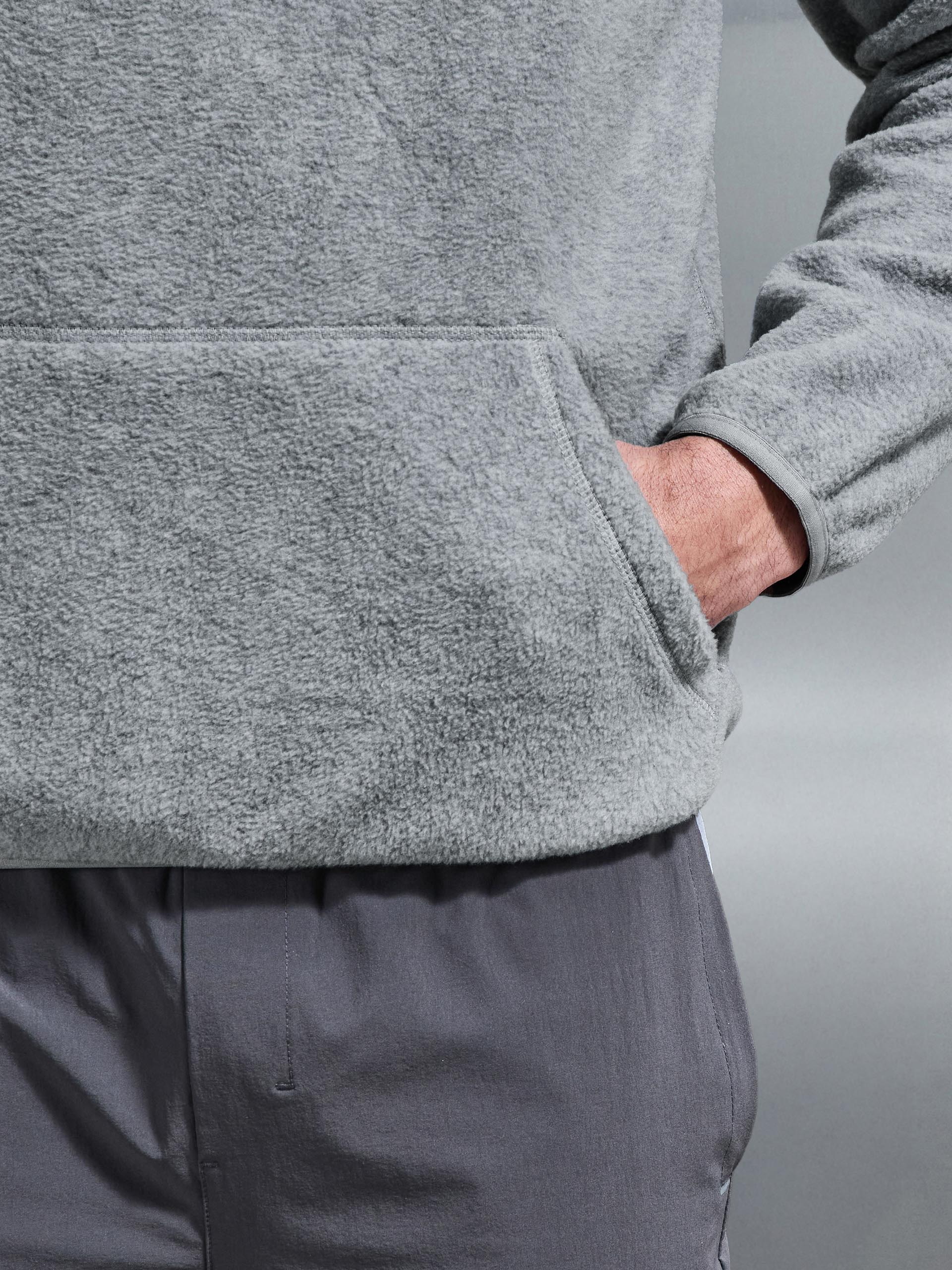 Mens Fleece Relaxed Fit Half Zip in Grey Marl