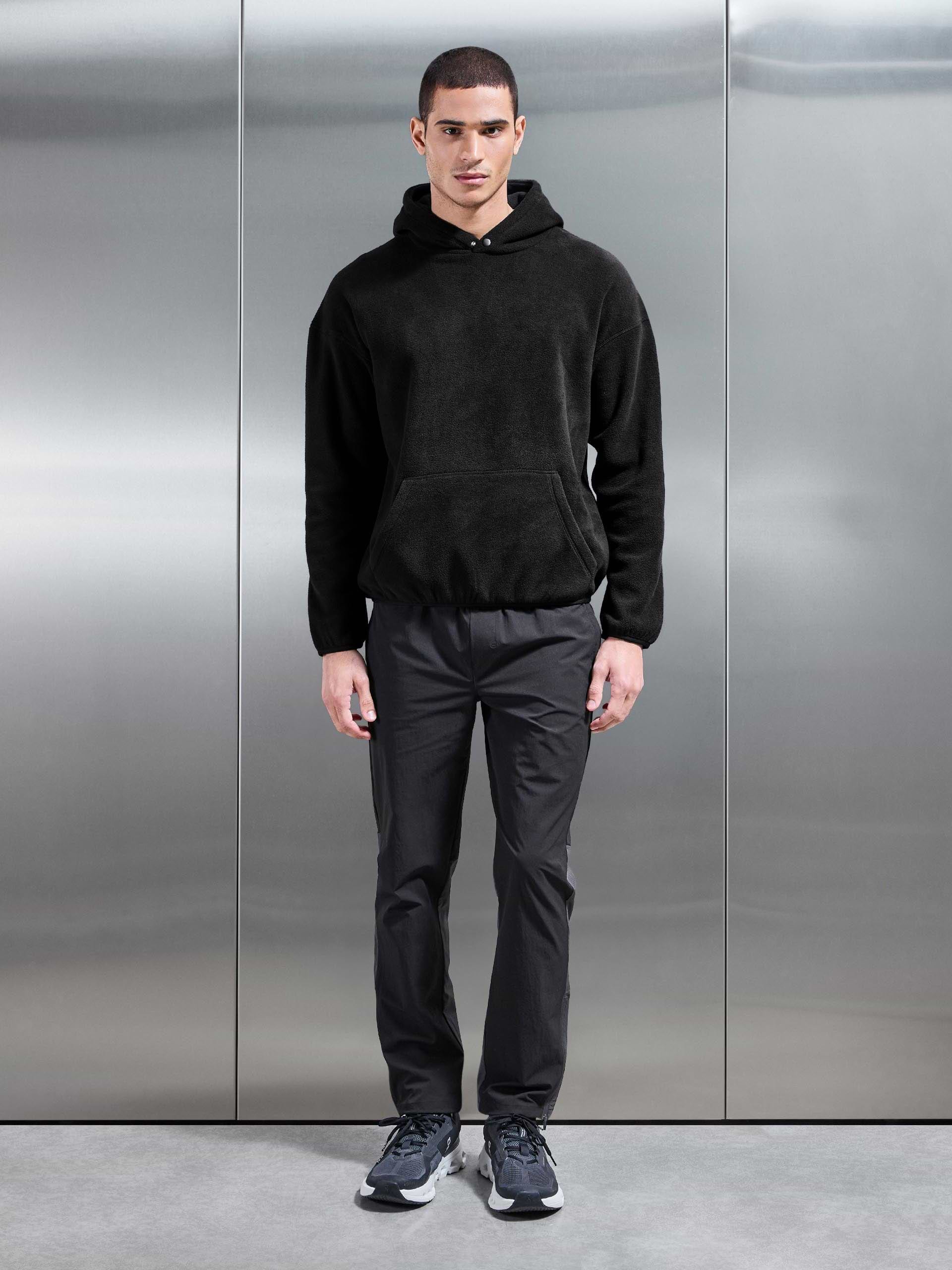 Fleece Relaxed Fit Hoodie in Black