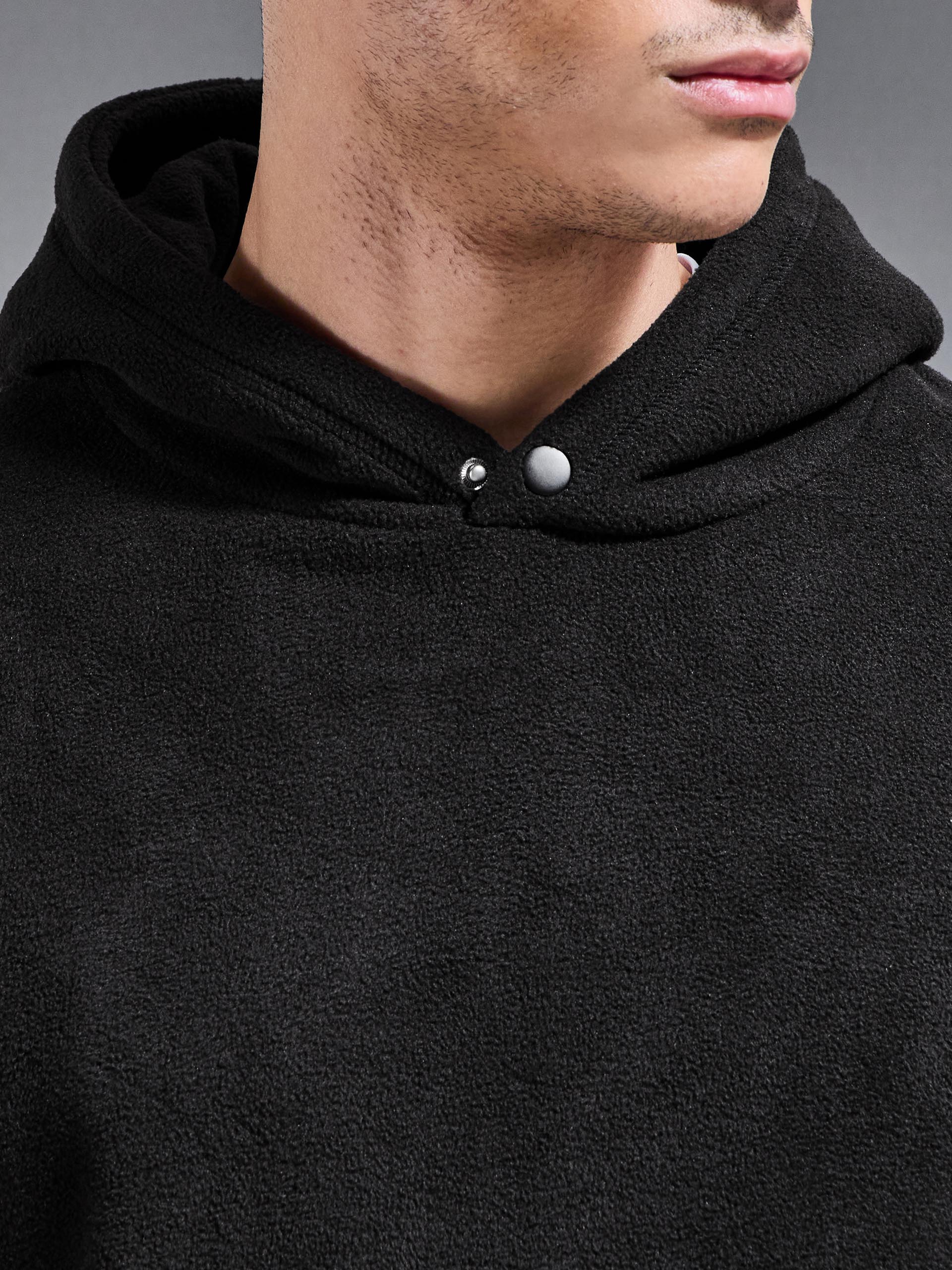 Mens Fleece Relaxed Fit Hoodie in Black