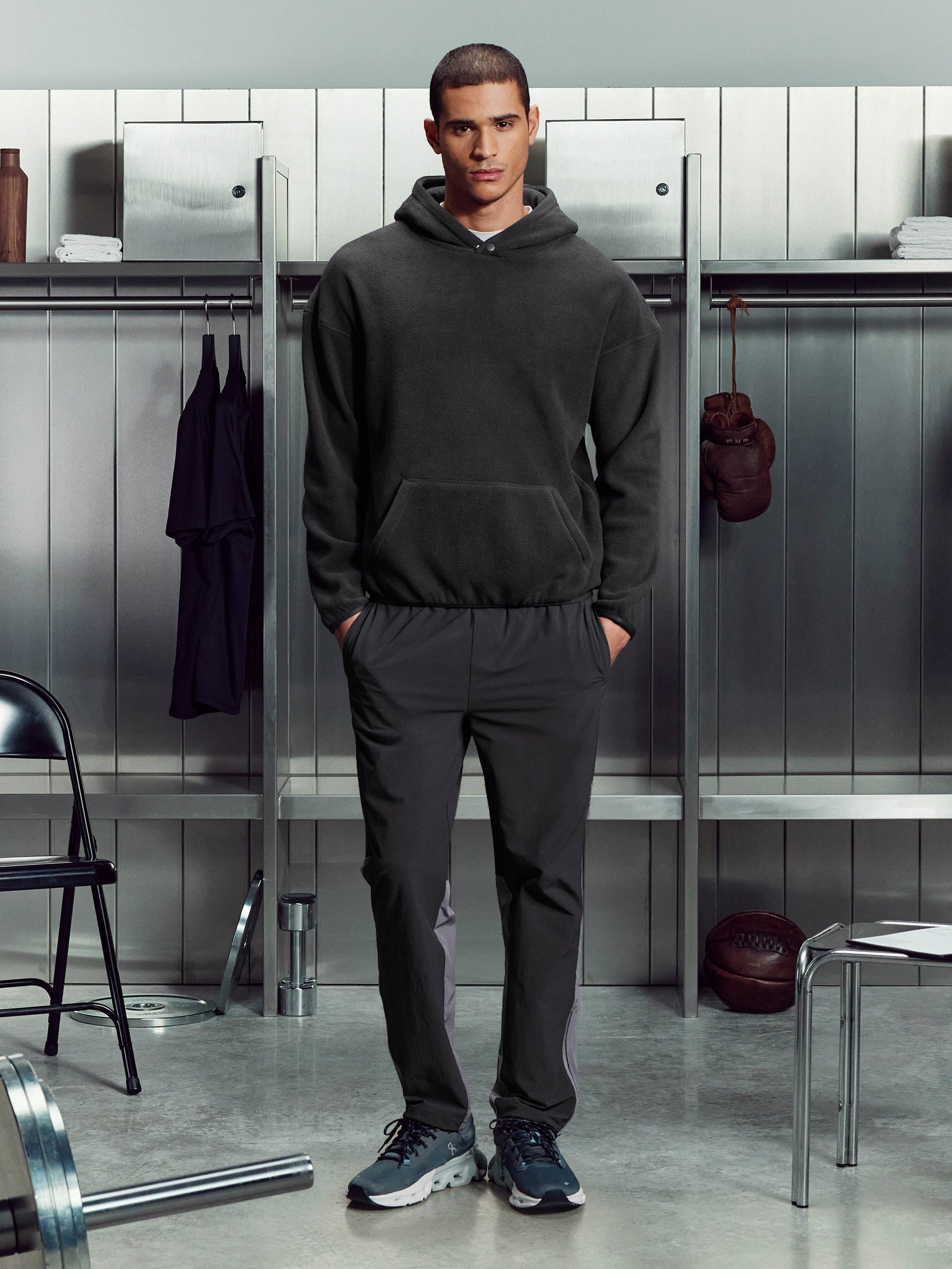 Mens Fleece Relaxed Fit Hoodie in Grey