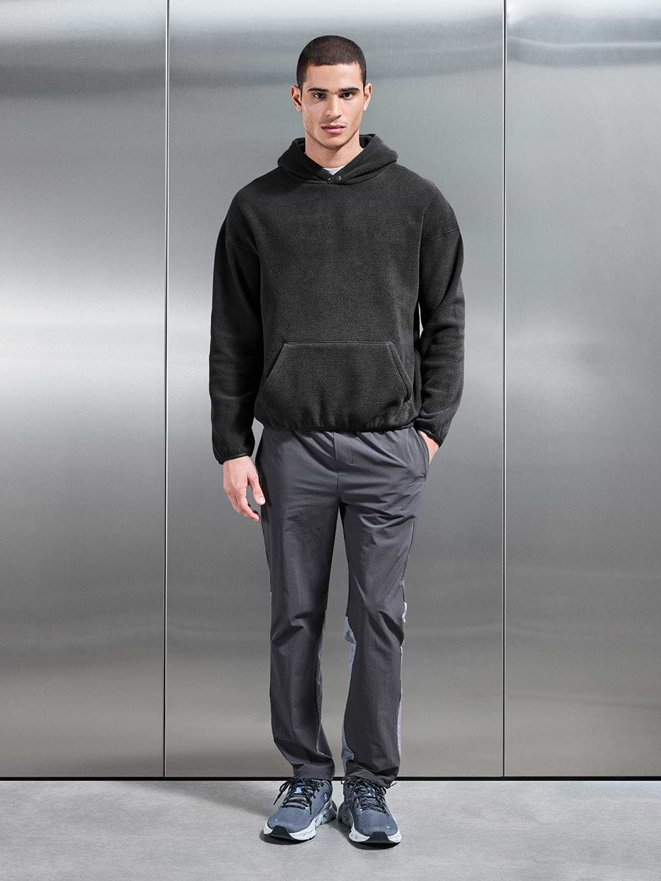 Fleece Relaxed Fit Hoodie in Grey