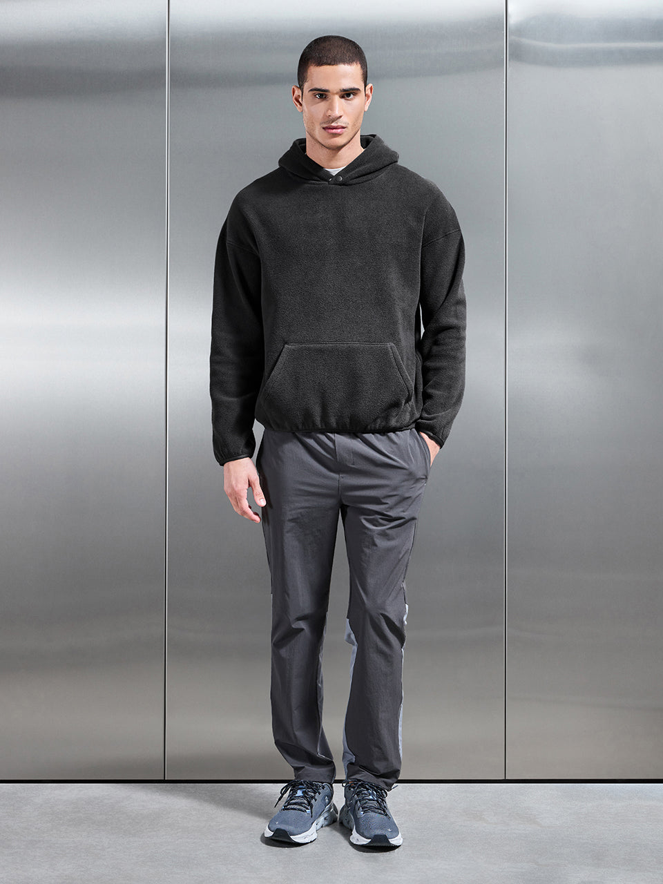 Mens Fleece Relaxed Fit Hoodie in Grey