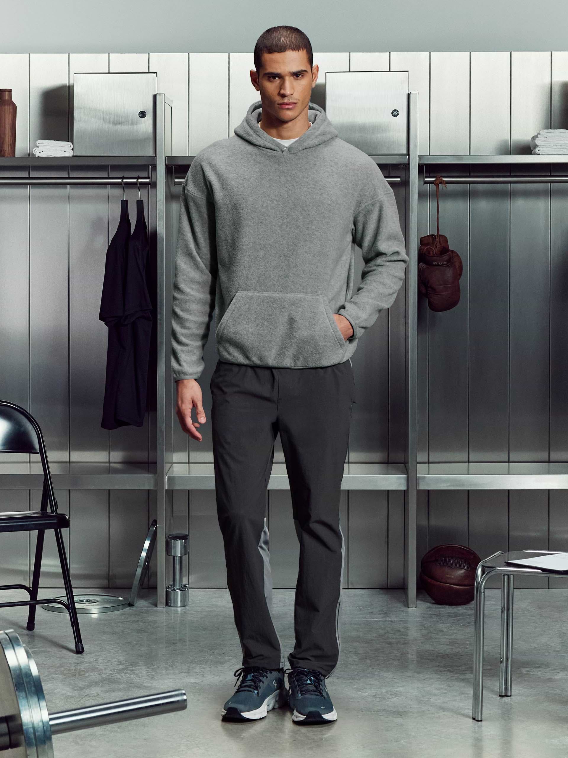 Mens Fleece Relaxed Fit Hoodie in Grey Marl