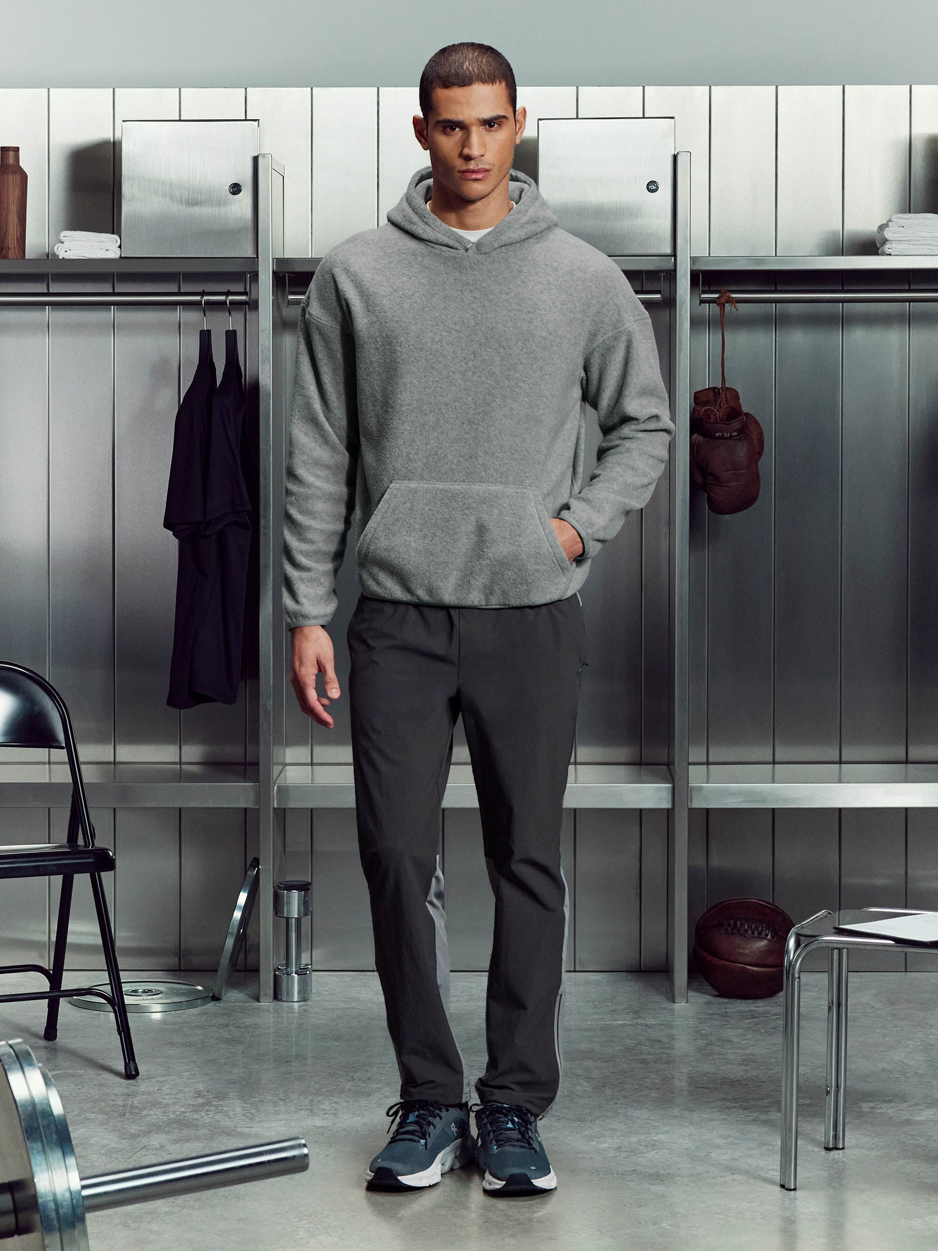Mens Fleece Relaxed Fit Hoodie in Grey Marl