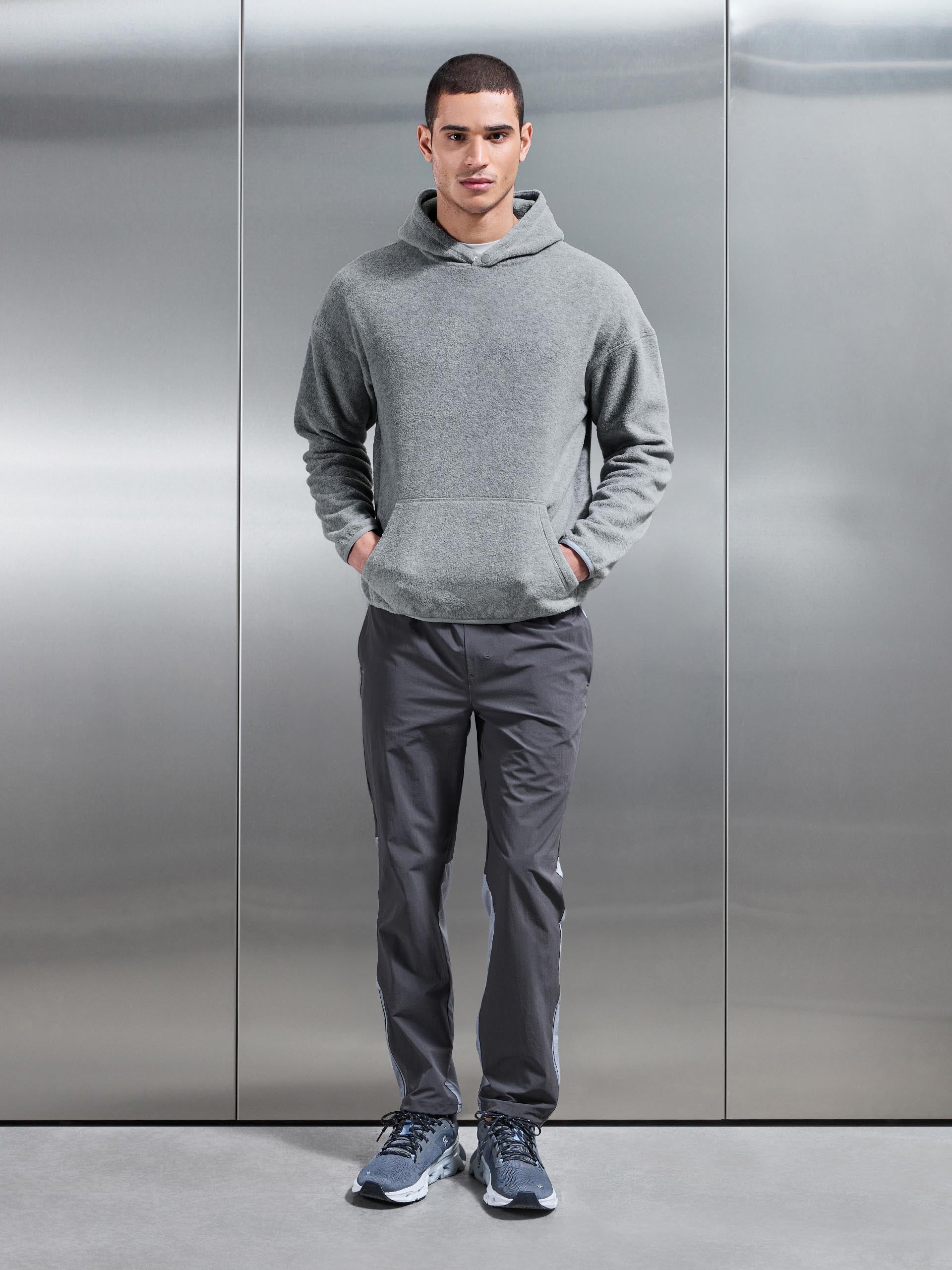 Mens Fleece Relaxed Fit Hoodie in Grey Marl