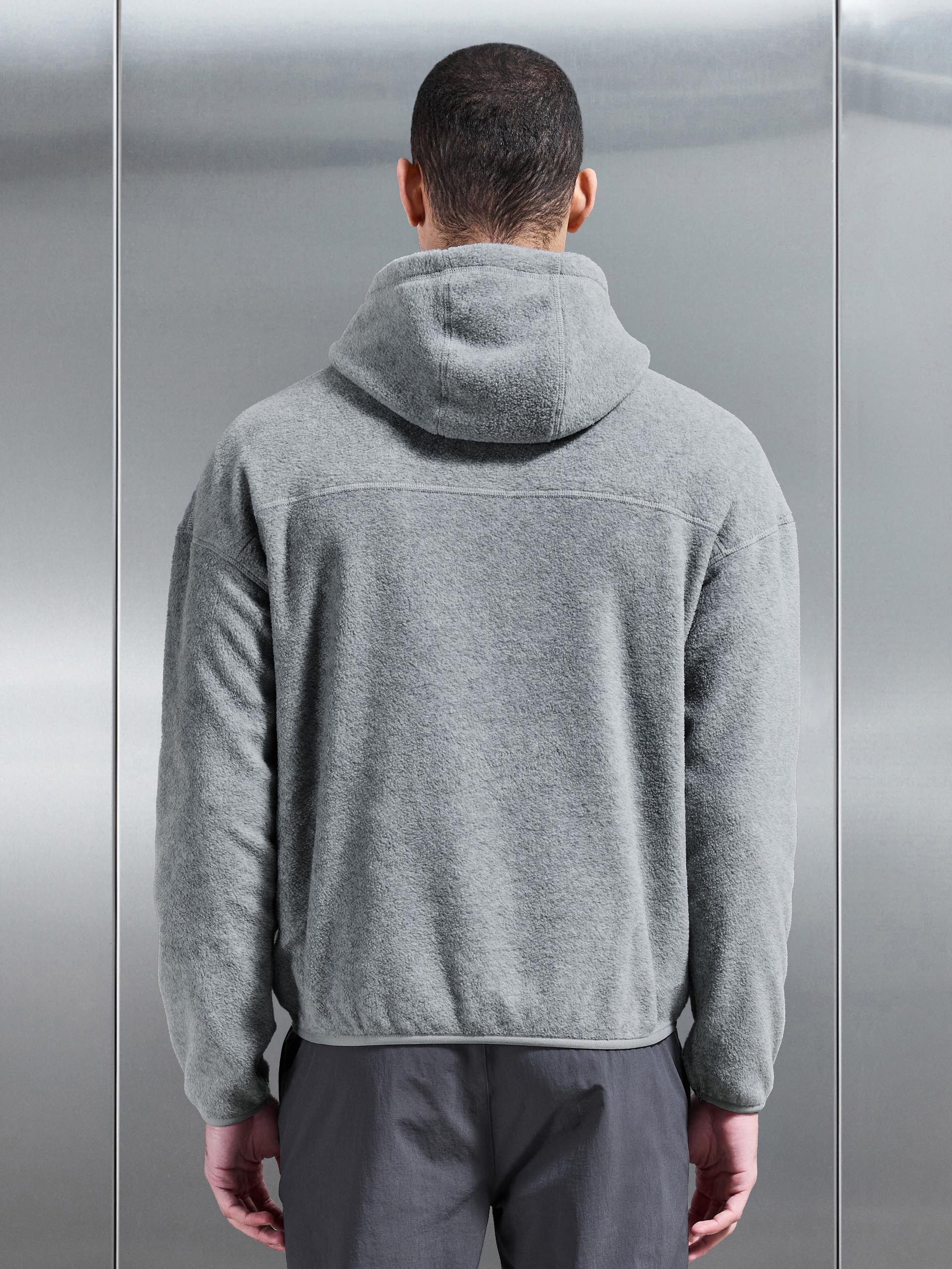 Mens Fleece Relaxed Fit Hoodie in Grey Marl