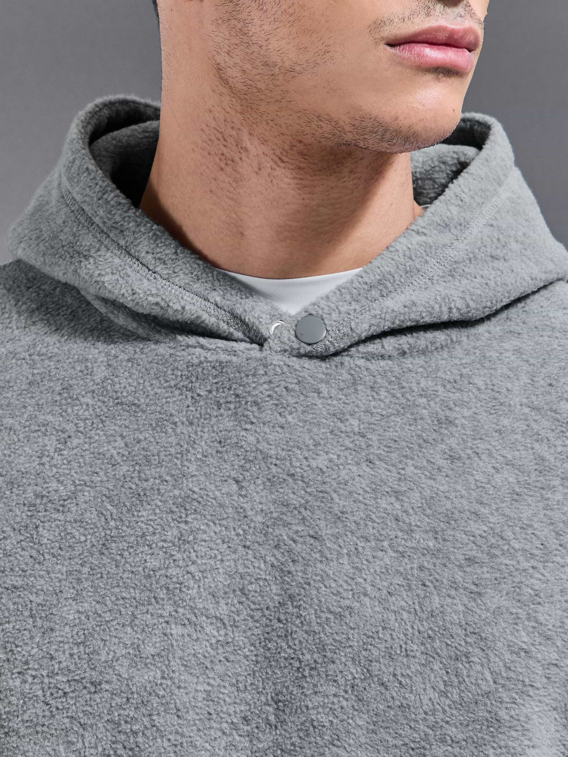 Fleece Relaxed Fit Hoodie in Grey Marl
