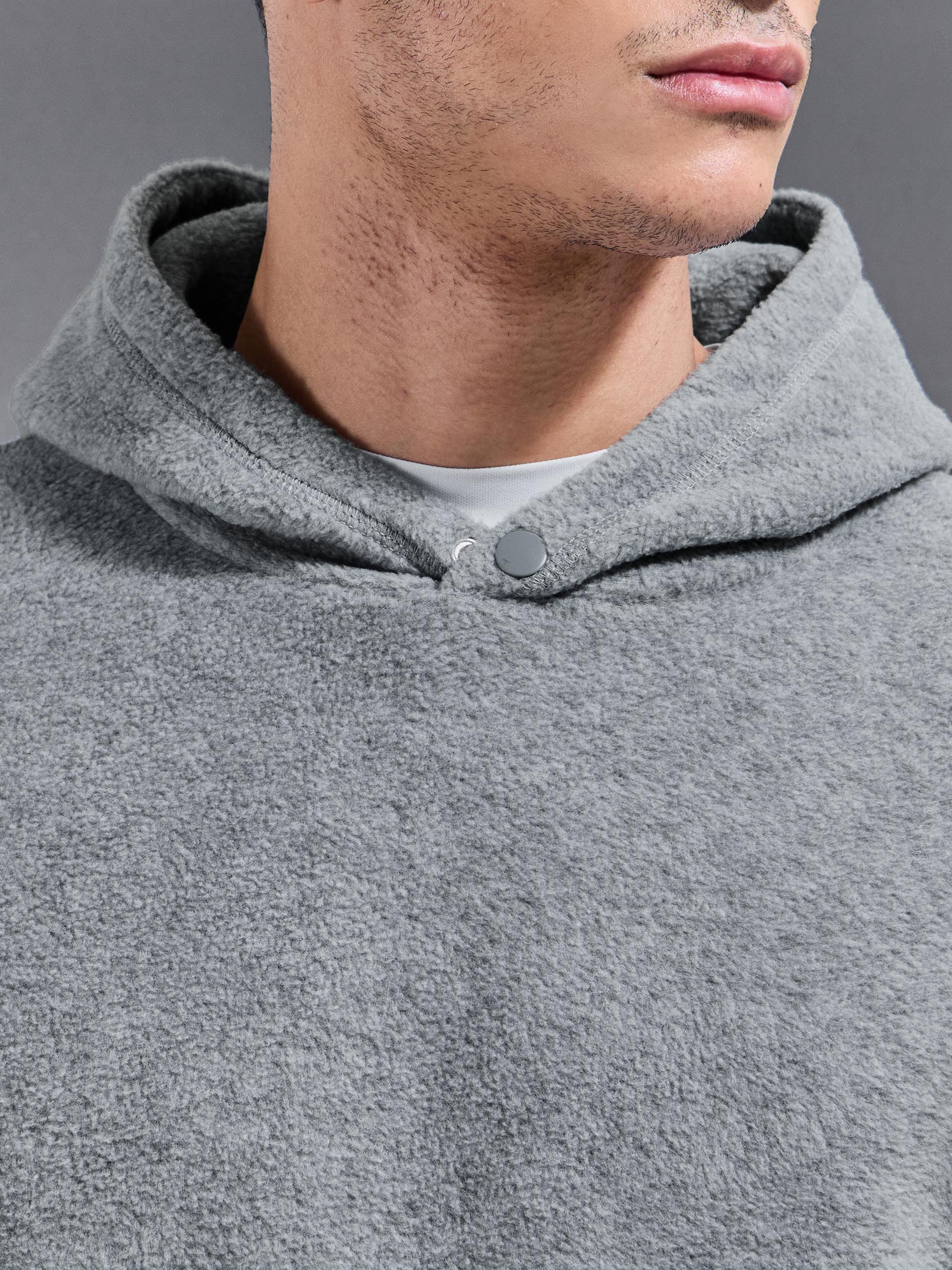 Mens Fleece Relaxed Fit Hoodie in Grey Marl