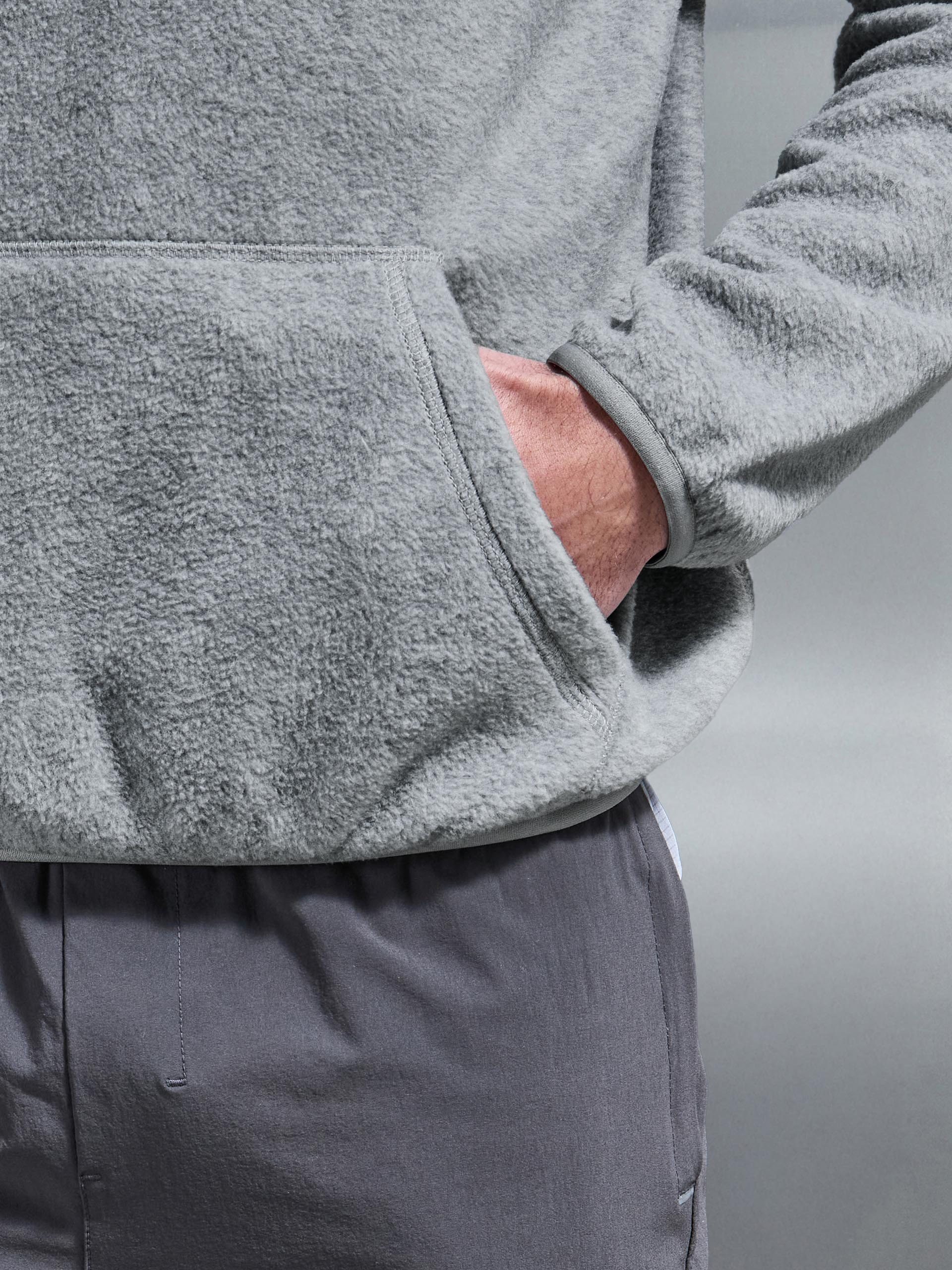 Mens Fleece Relaxed Fit Hoodie in Grey Marl