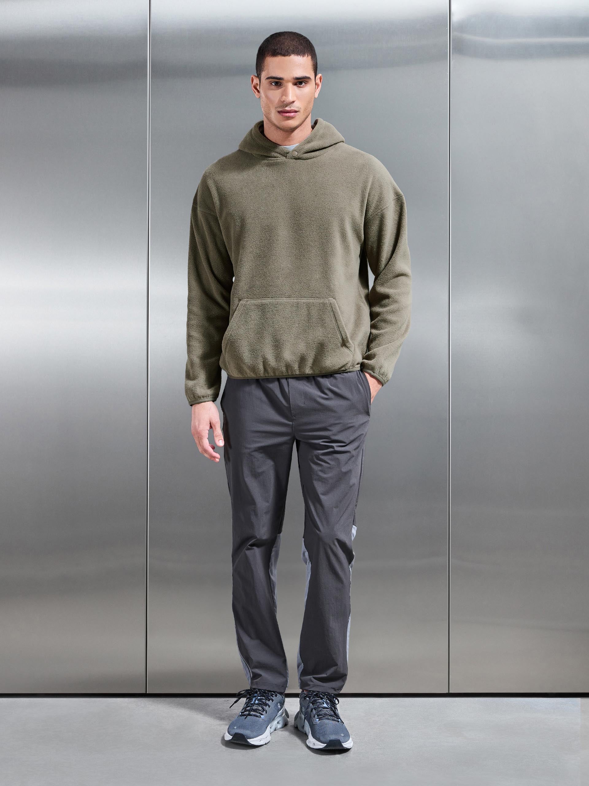 Mens Fleece Relaxed Fit Hoodie in Olive