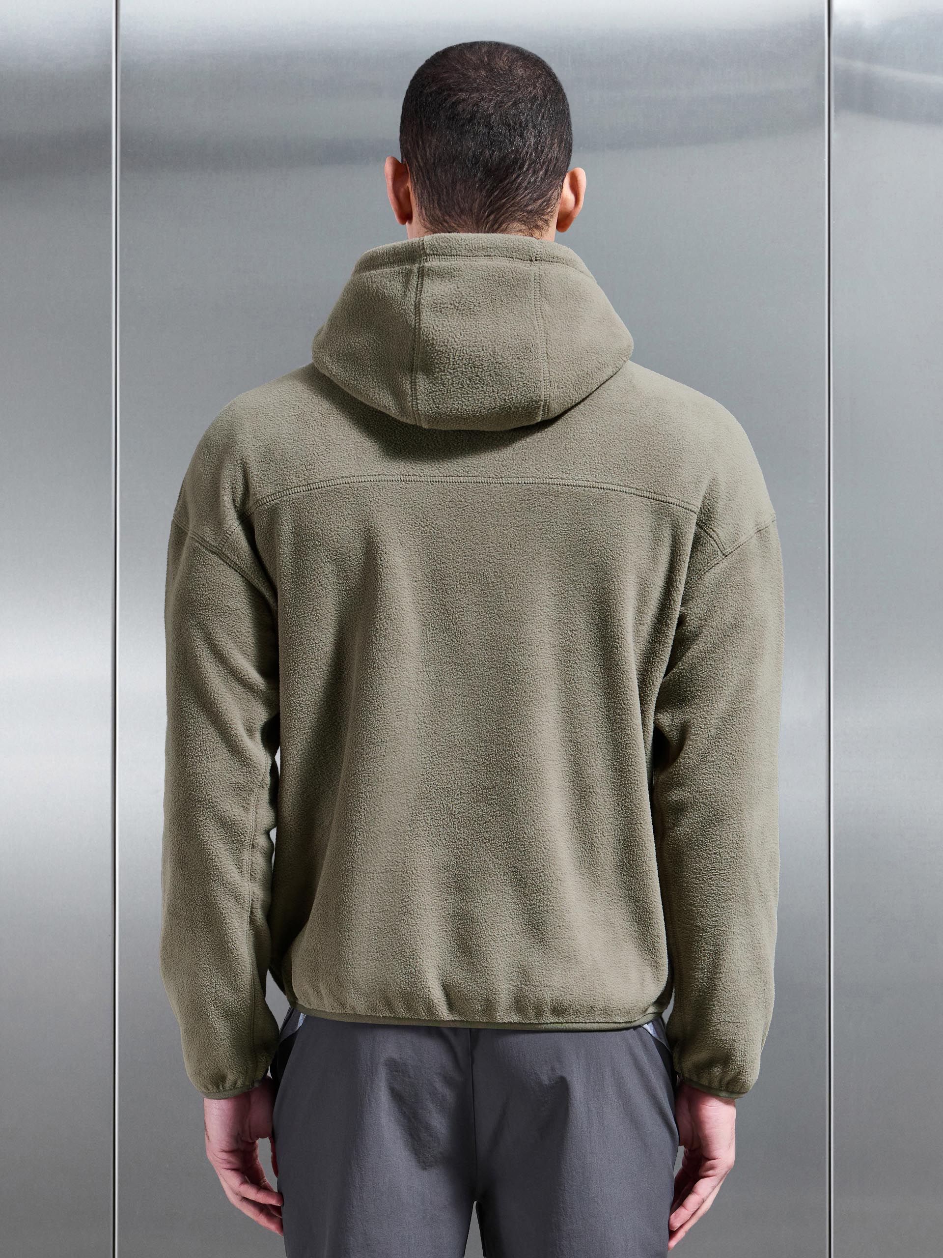 Mens Fleece Relaxed Fit Hoodie in Olive