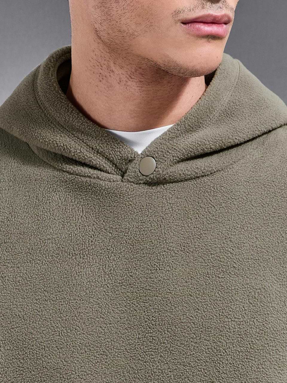Fleece Relaxed Fit Hoodie in Olive