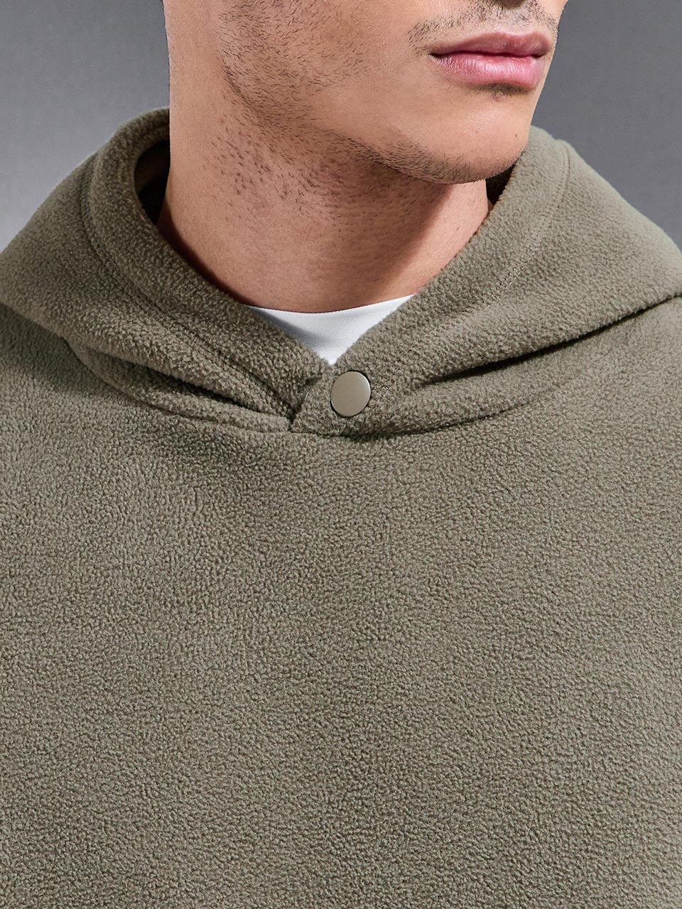 Mens Fleece Relaxed Fit Hoodie in Olive